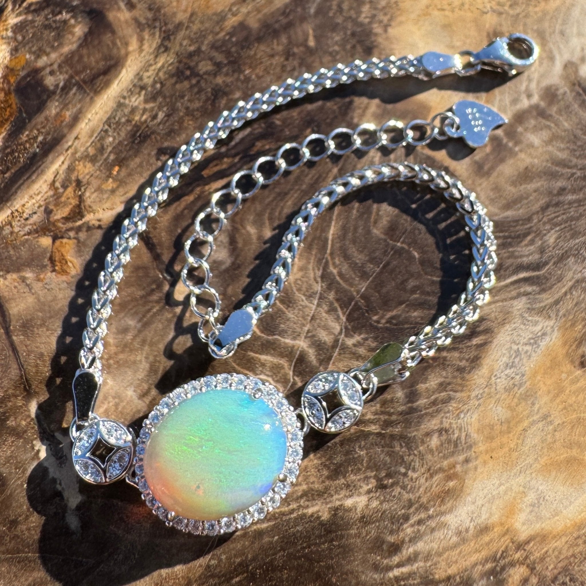 Palm Cove Flow - 1.8ct Mintabie Opal 925 Silver Bracelet