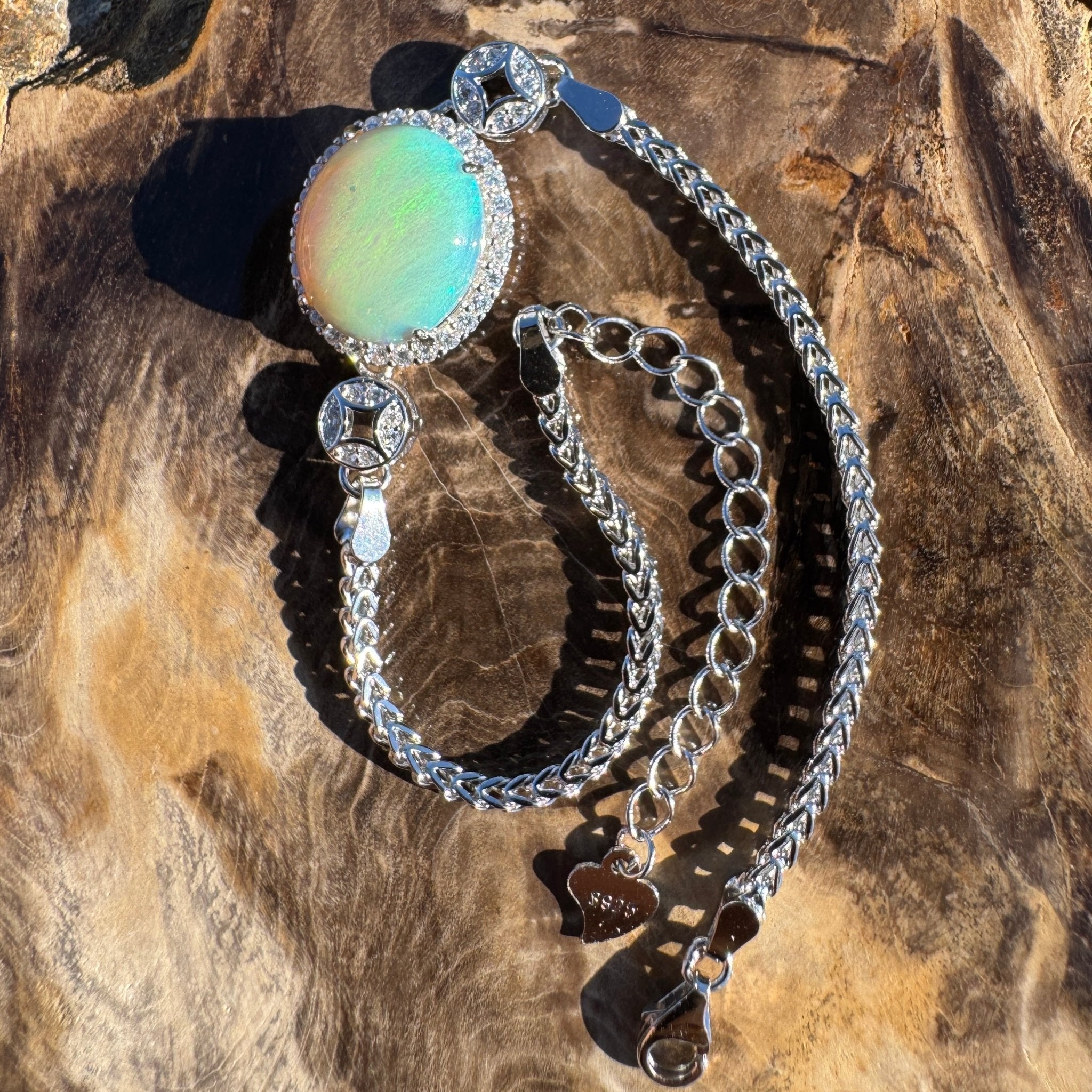 Palm Cove Flow - 1.8ct Mintabie Opal 925 Silver Bracelet