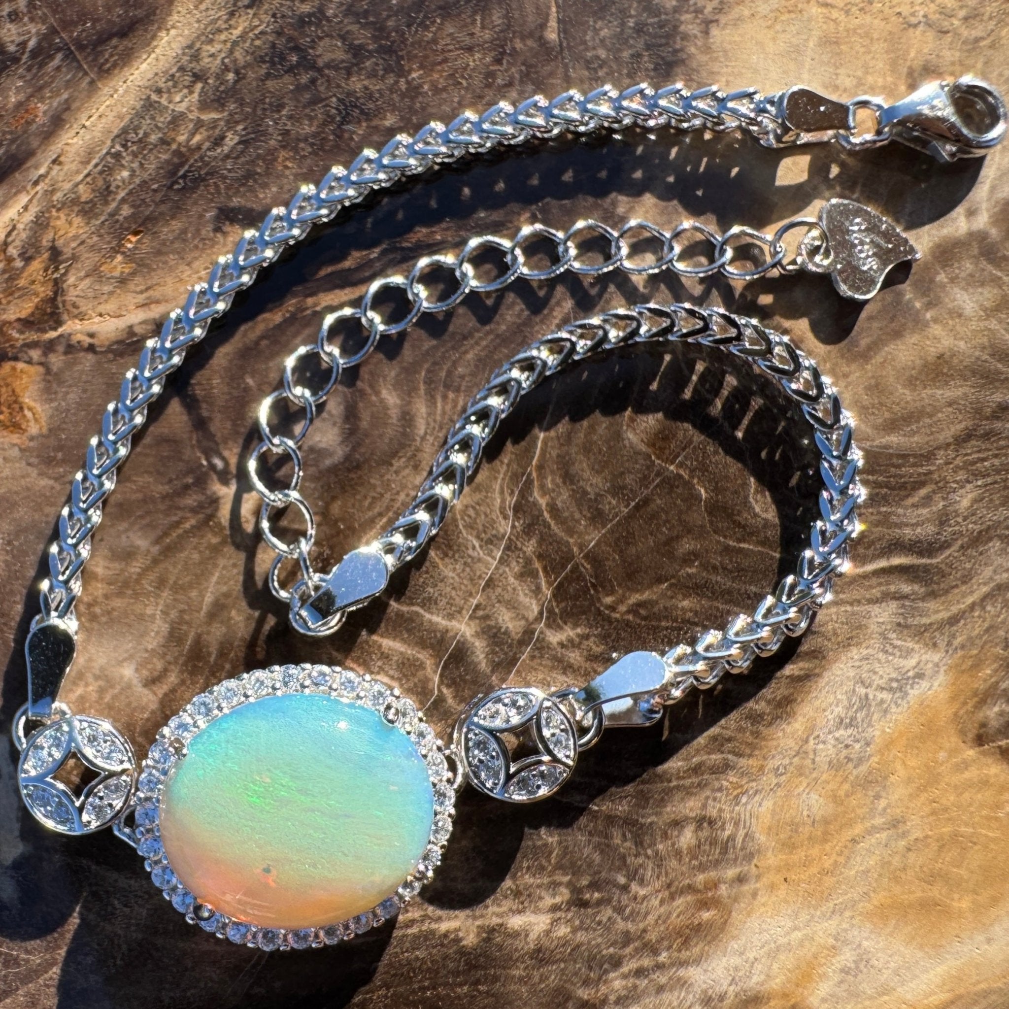 Palm Cove Flow - 1.8ct Mintabie Opal 925 Silver Bracelet