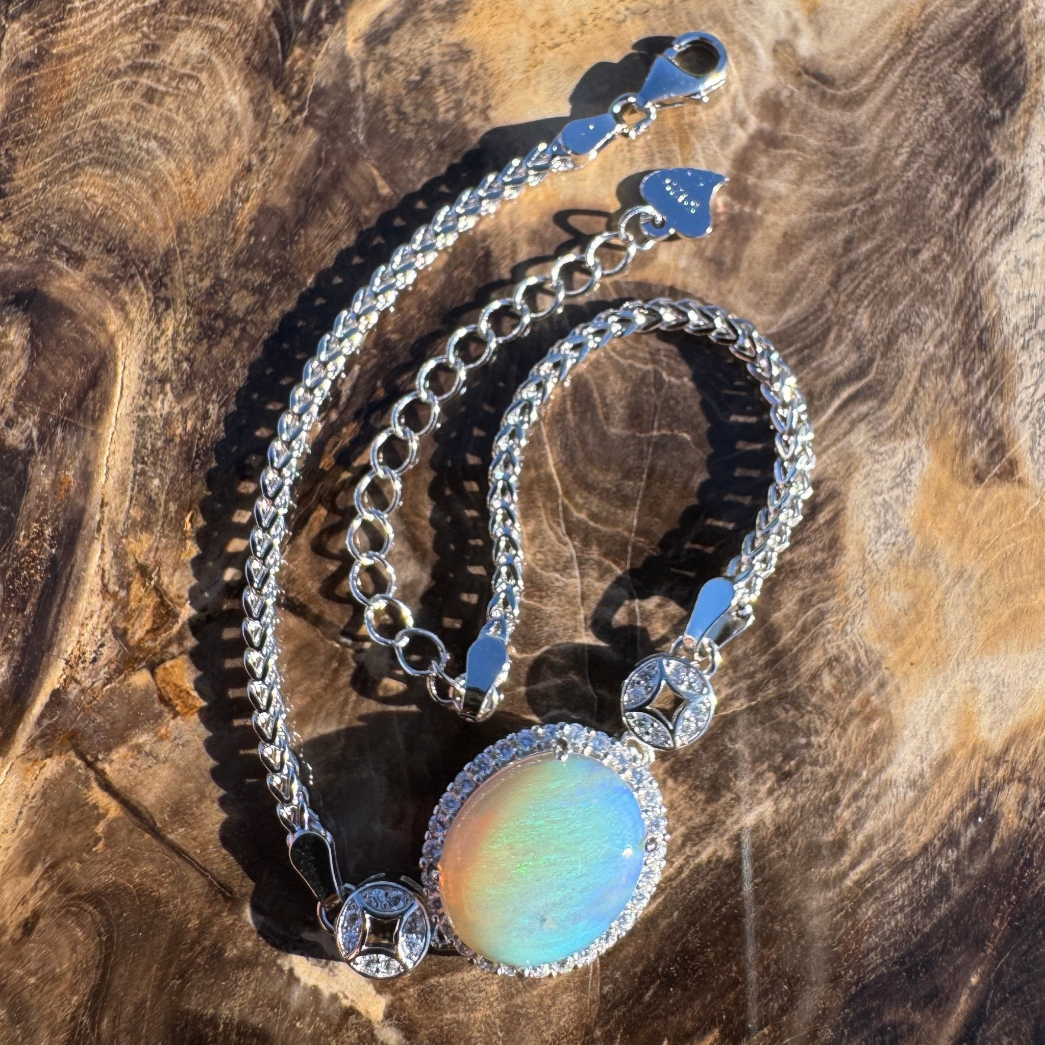 Palm Cove Flow - 1.8ct Mintabie Opal 925 Silver Bracelet