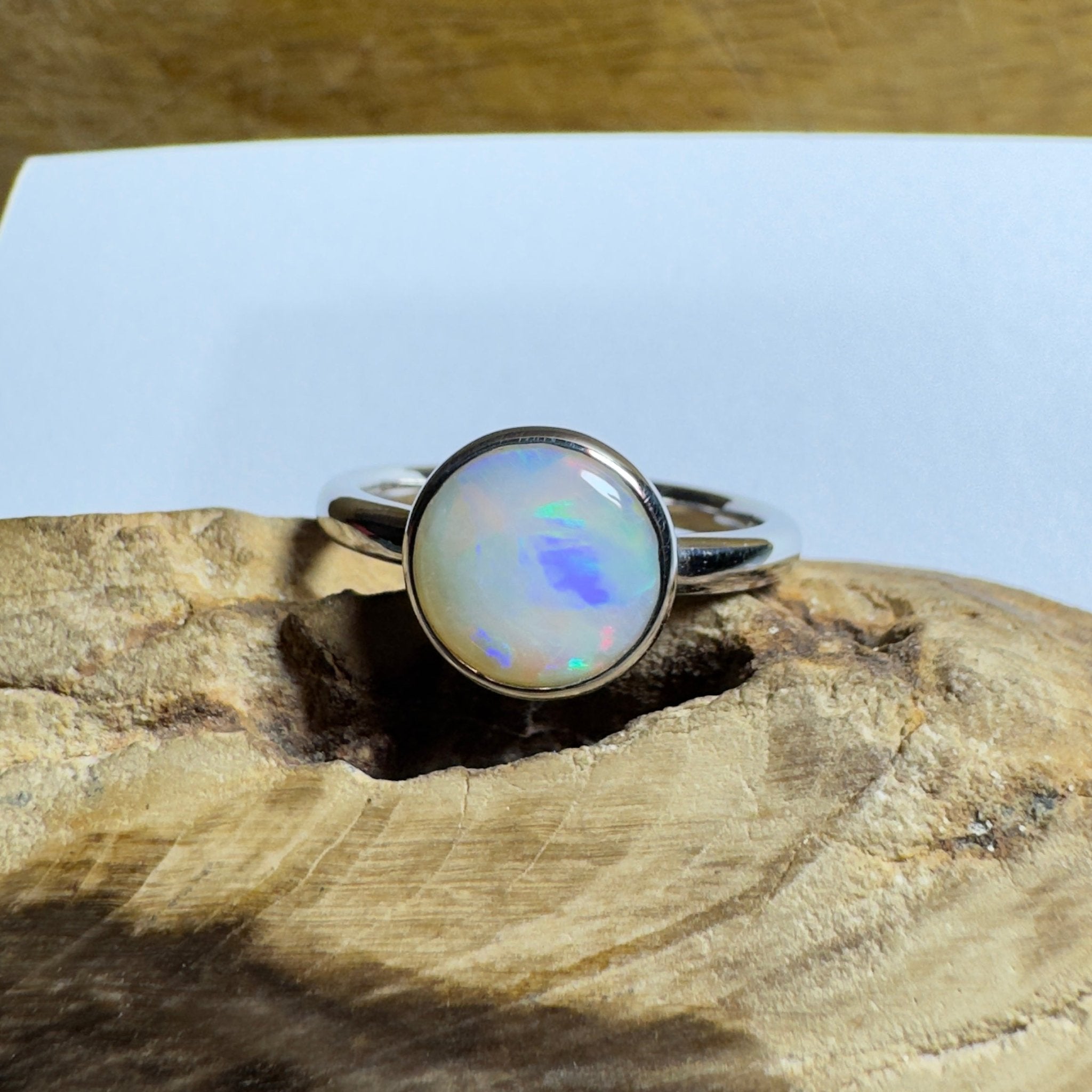 Pilbara Pulse - 1.55ct Solid Coober Pedy Opal 925 Silver Ring