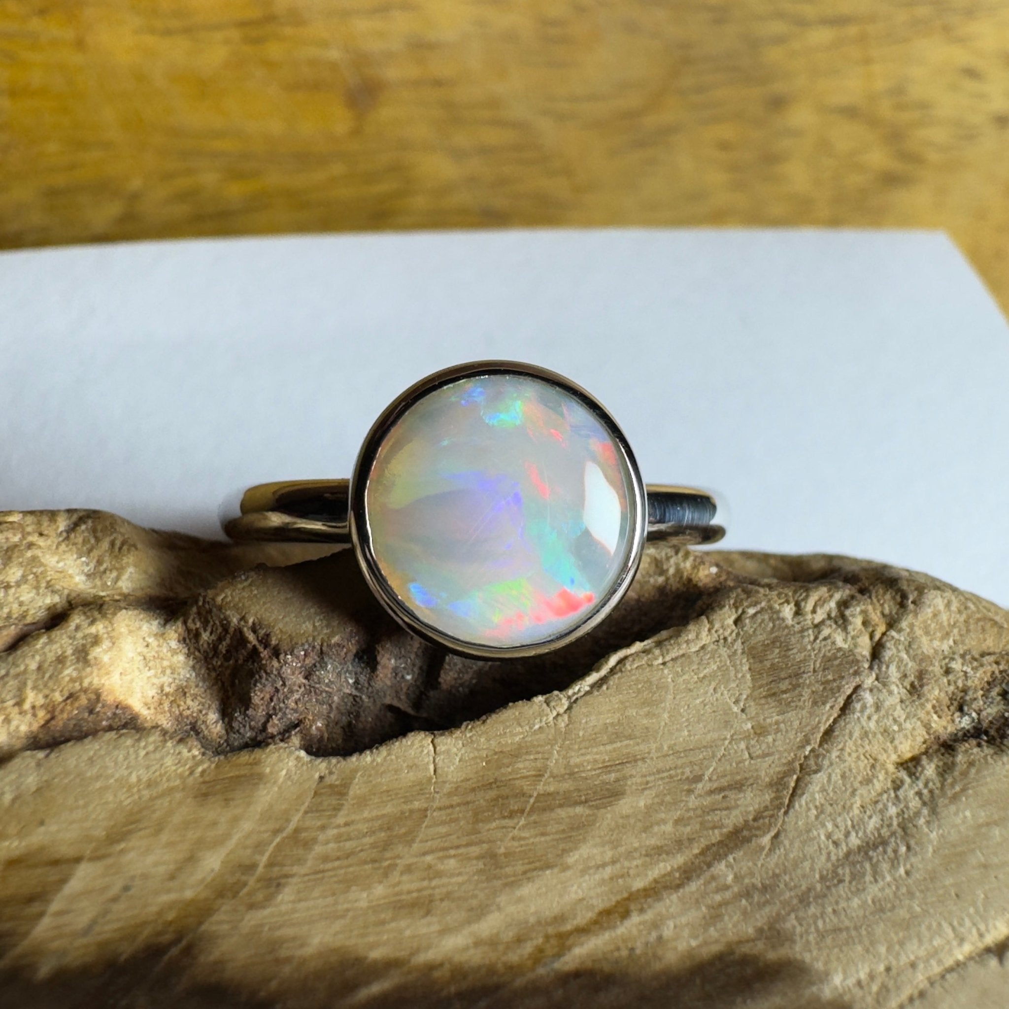 Pilbara Pulse - 1.55ct Solid Coober Pedy Opal 925 Silver Ring