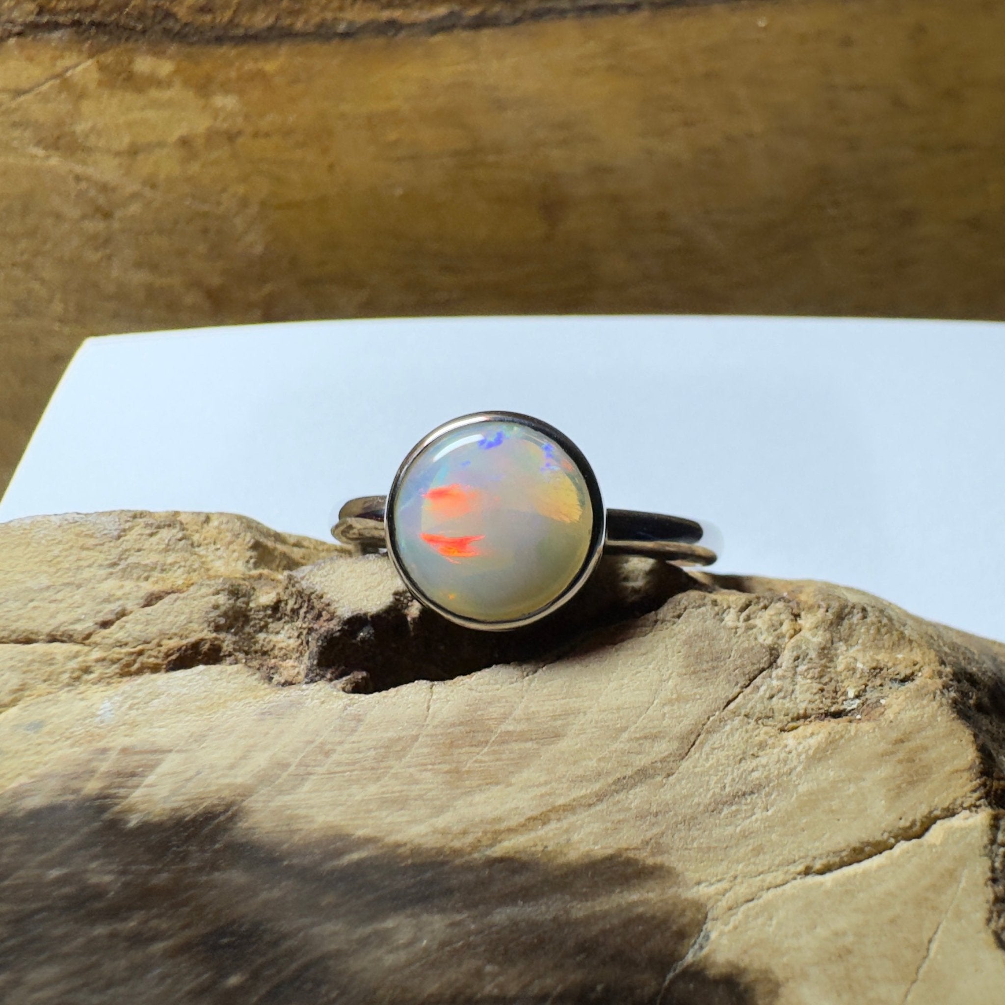 Pilbara Pulse - 1.55ct Solid Coober Pedy Opal 925 Silver Ring