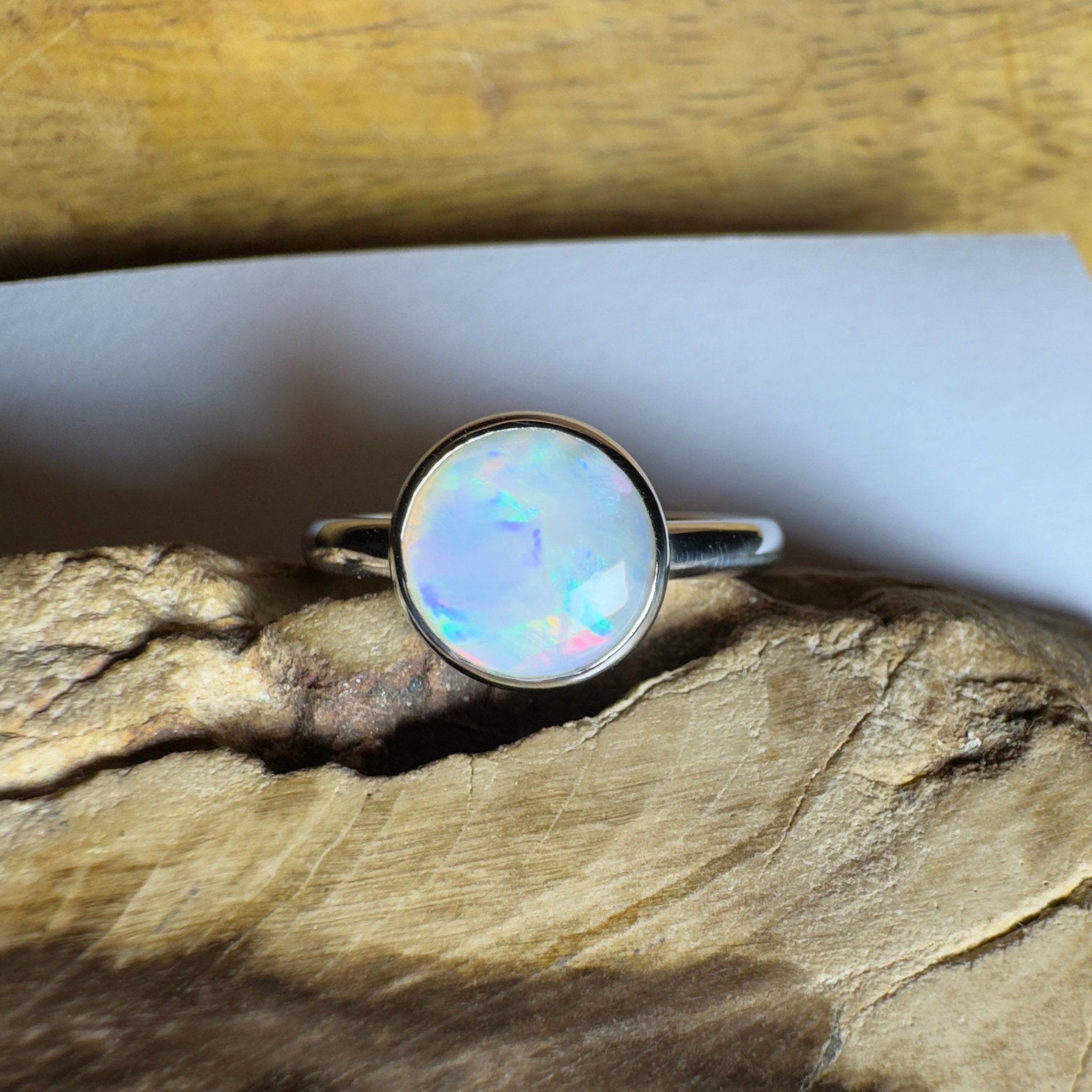 Pilbara Pulse - 1.55ct Solid Coober Pedy Opal 925 Silver Ring