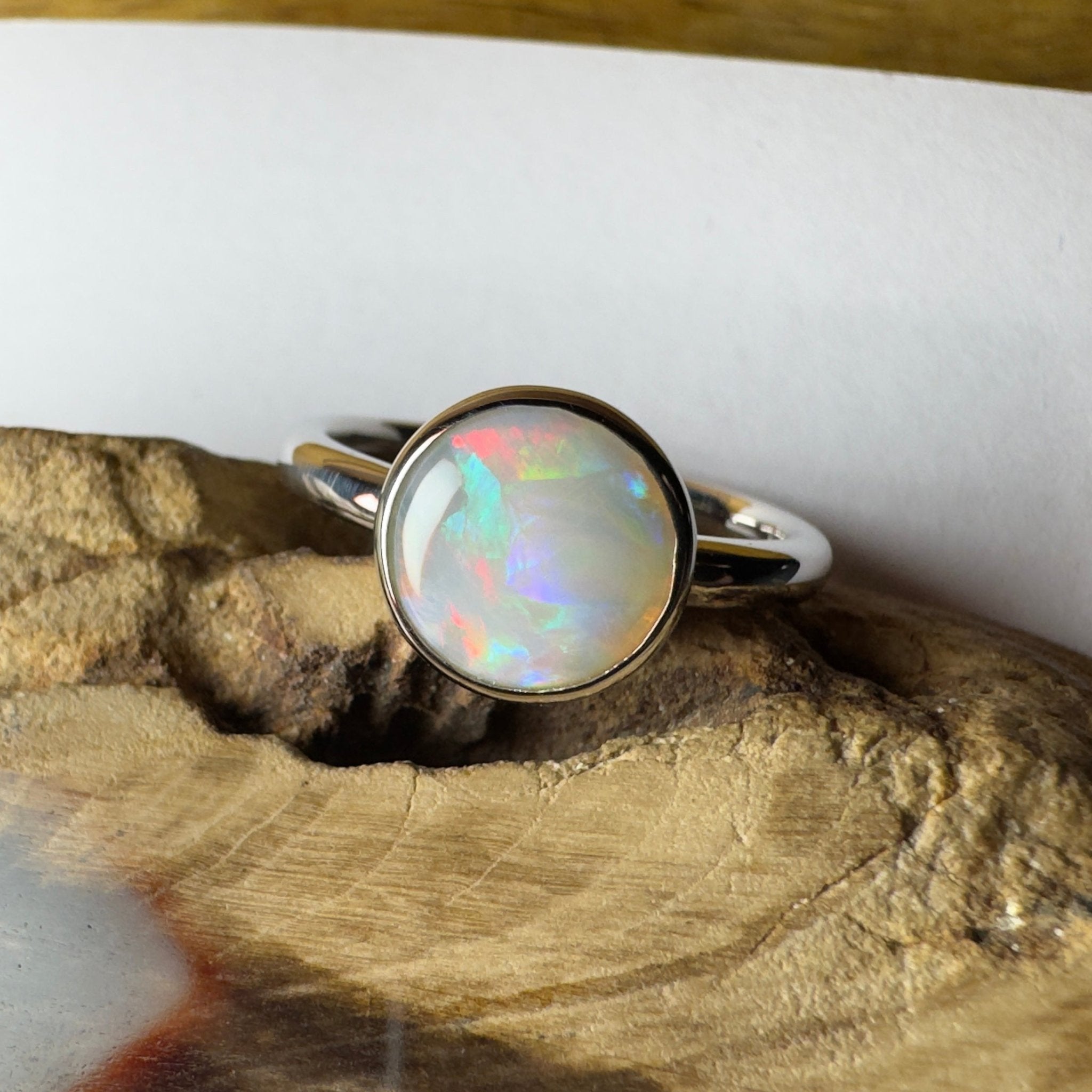 Pilbara Pulse - 1.55ct Solid Coober Pedy Opal 925 Silver Ring