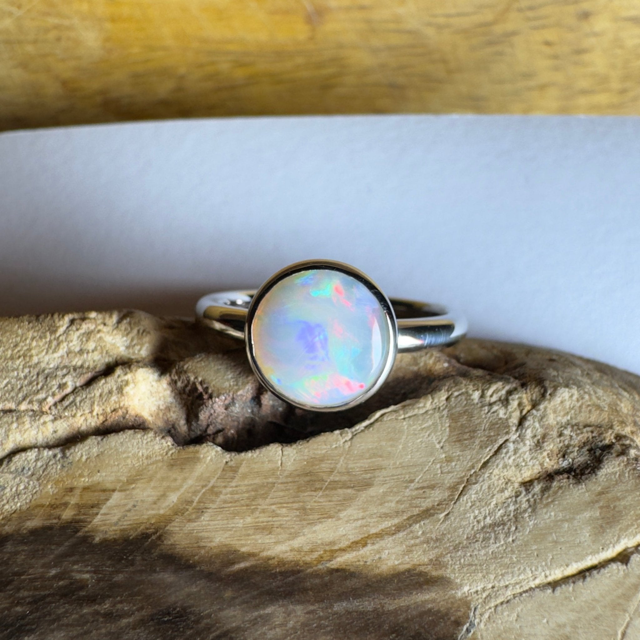 Pilbara Pulse - 1.55ct Solid Coober Pedy Opal 925 Silver Ring