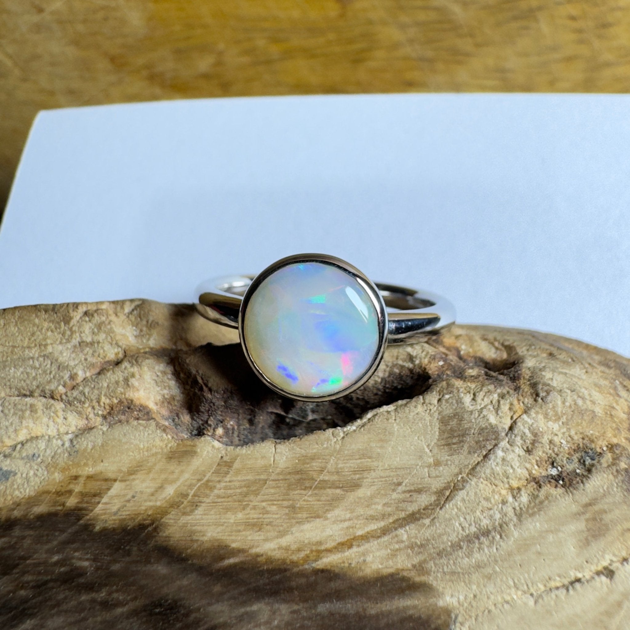 Pilbara Pulse - 1.55ct Solid Coober Pedy Opal 925 Silver Ring