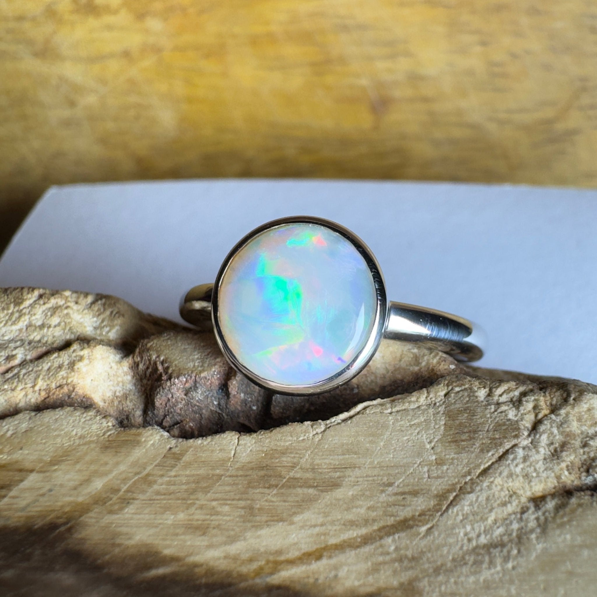 Pilbara Pulse - 1.55ct Solid Coober Pedy Opal 925 Silver Ring