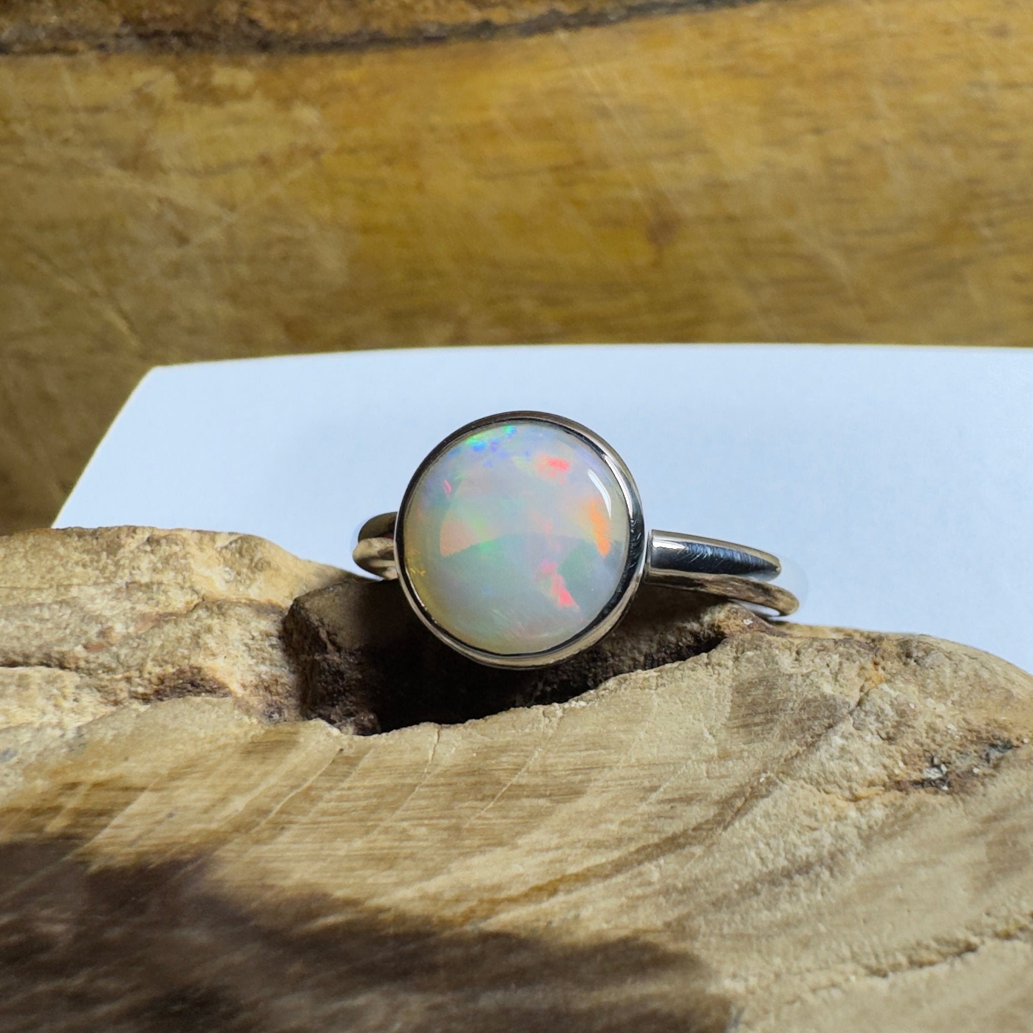 Pilbara Pulse - 1.55ct Solid Coober Pedy Opal 925 Silver Ring