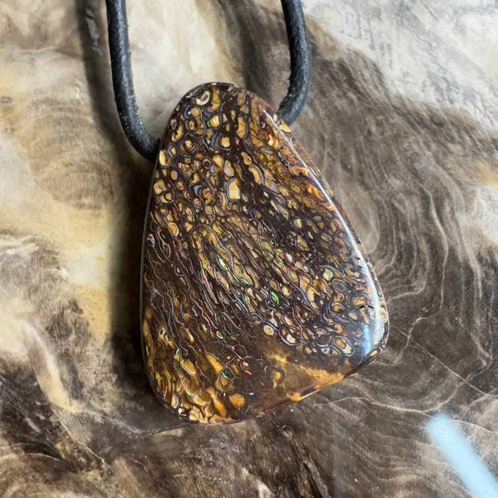 ‘Pilbara Pulse' ~ Handcrafted 37ct Solid Queensland Koroit Opal Pendant Necklace
