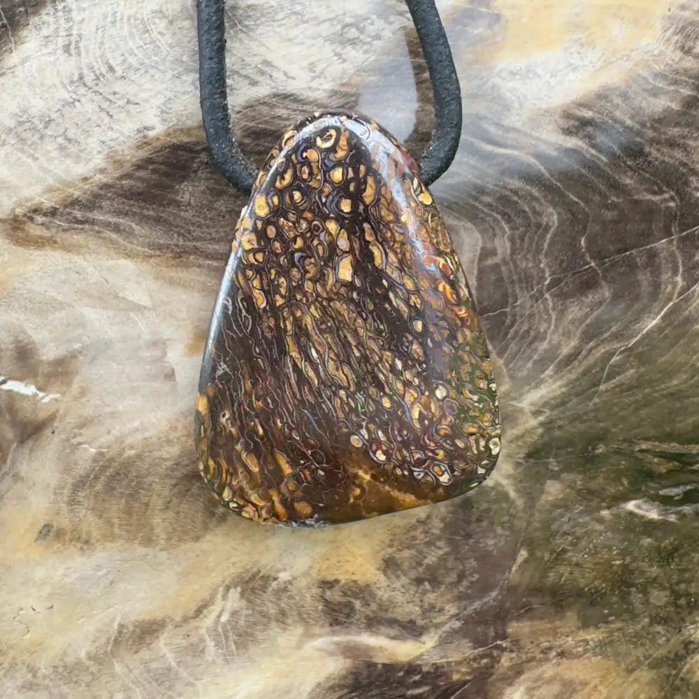 ‘Pilbara Pulse' ~ Handcrafted 37ct Solid Queensland Koroit Opal Pendant Necklace