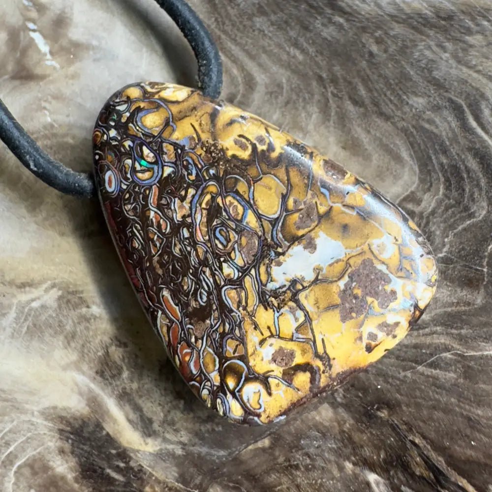 ‘Pilbara Pulse' ~ Handcrafted 37ct Solid Queensland Koroit Opal Pendant Necklace