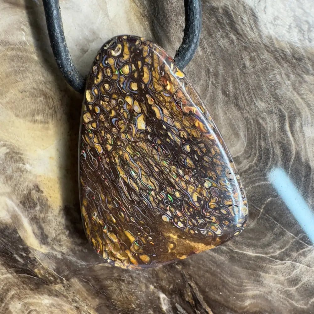 ‘Pilbara Pulse' ~ Handcrafted 37ct Solid Queensland Koroit Opal Pendant Necklace