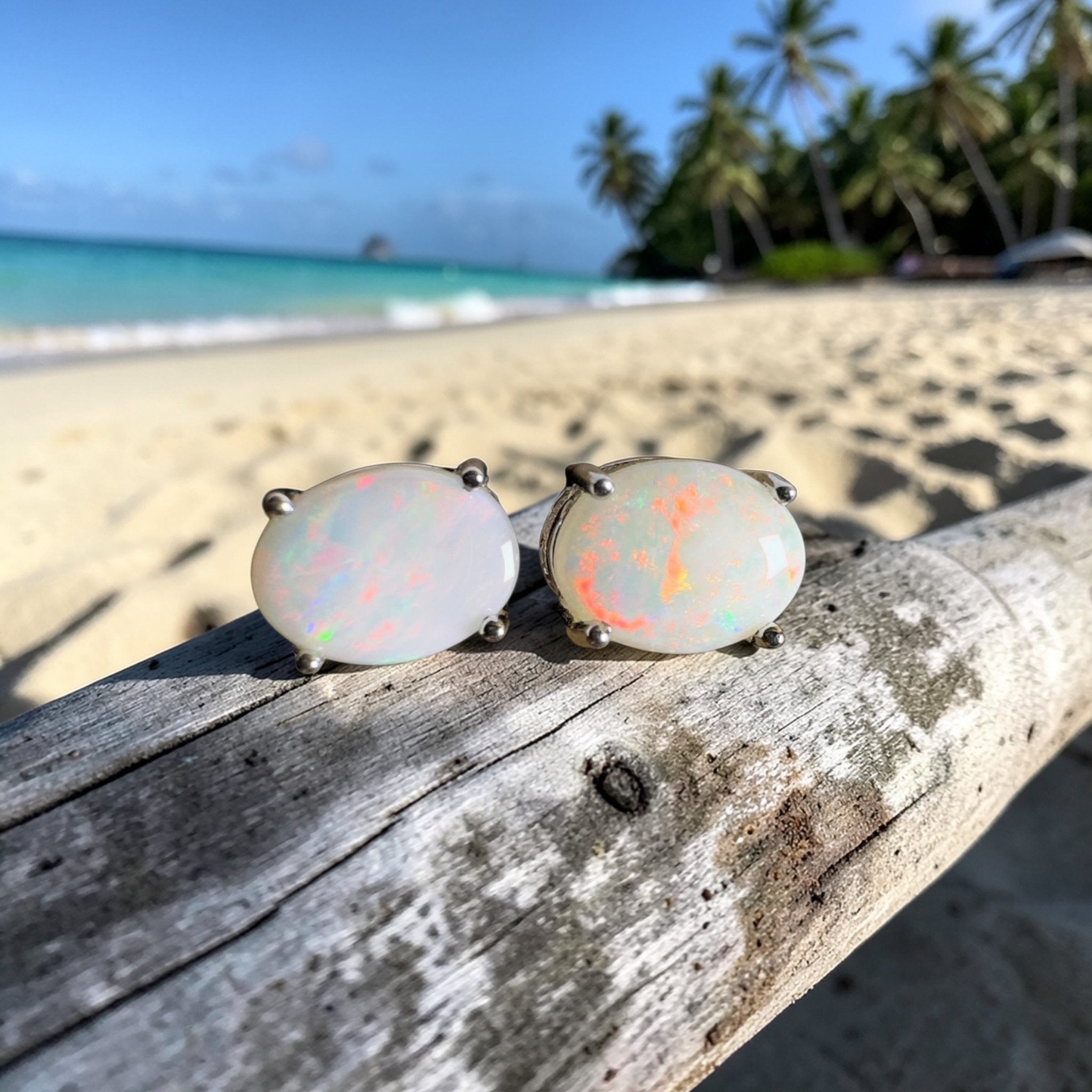 Pink Lake Shimmer ~ 1.6ct Coober Pedy Opal Sterling Silver Earrings