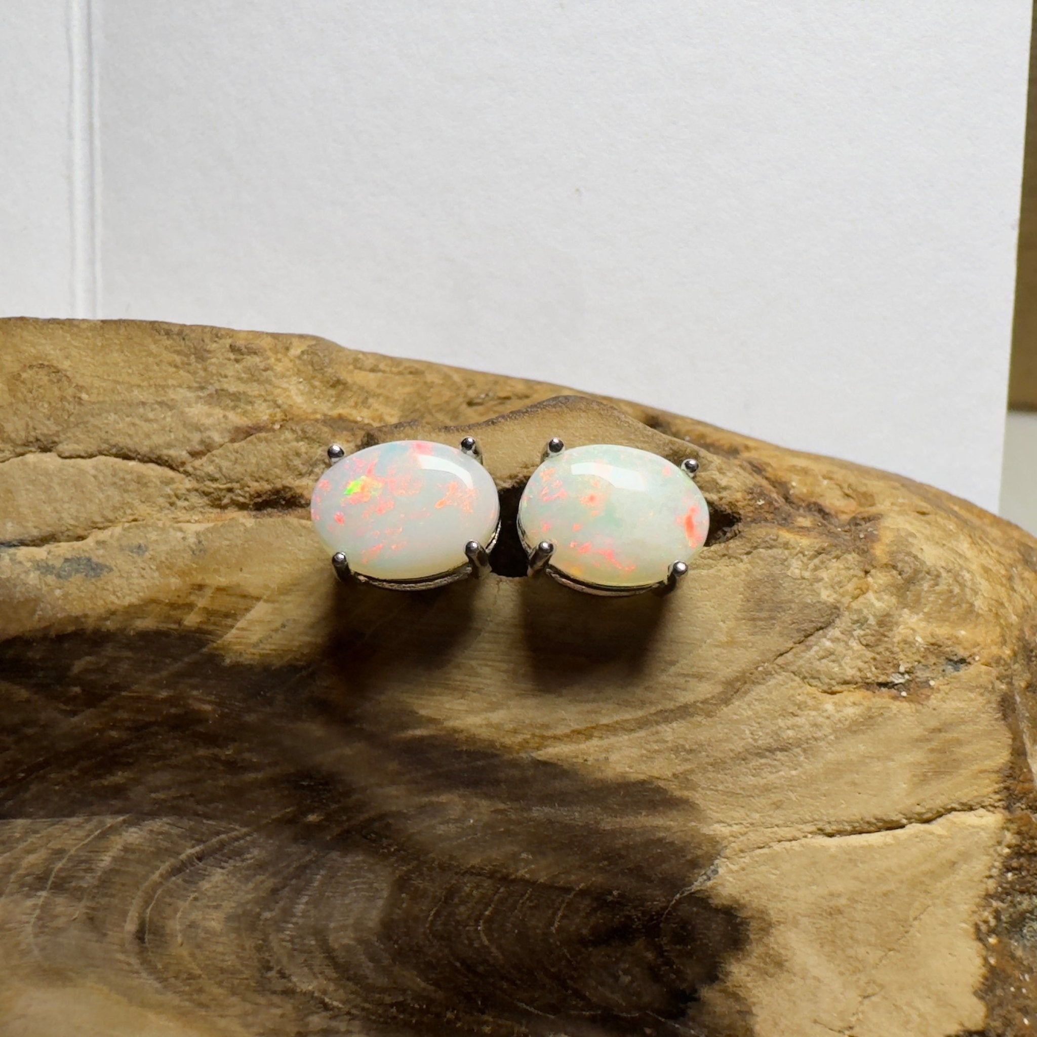 Pink Lake Shimmer ~ 1.6ct Coober Pedy Opal Sterling Silver Earrings