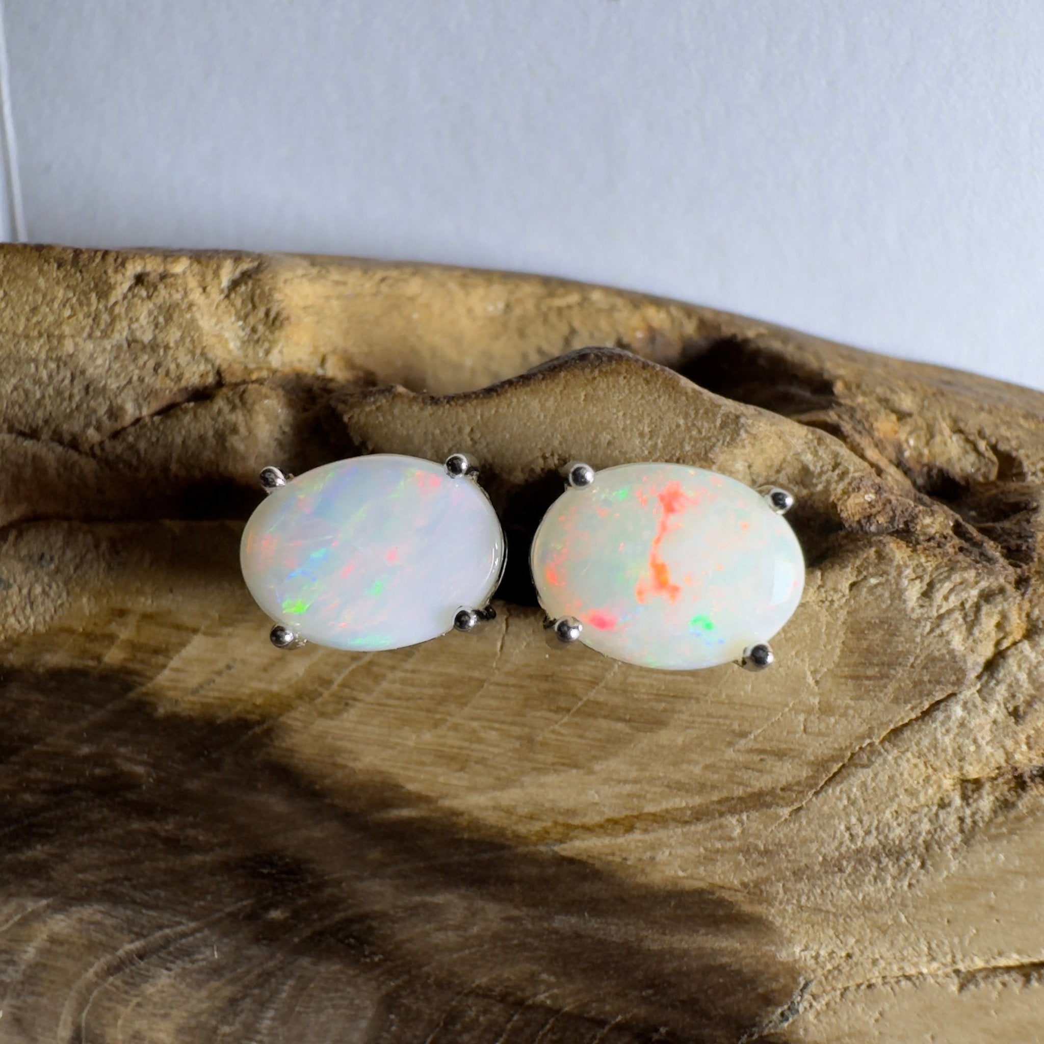 Pink Lake Shimmer ~ 1.6ct Coober Pedy Opal Sterling Silver Earrings