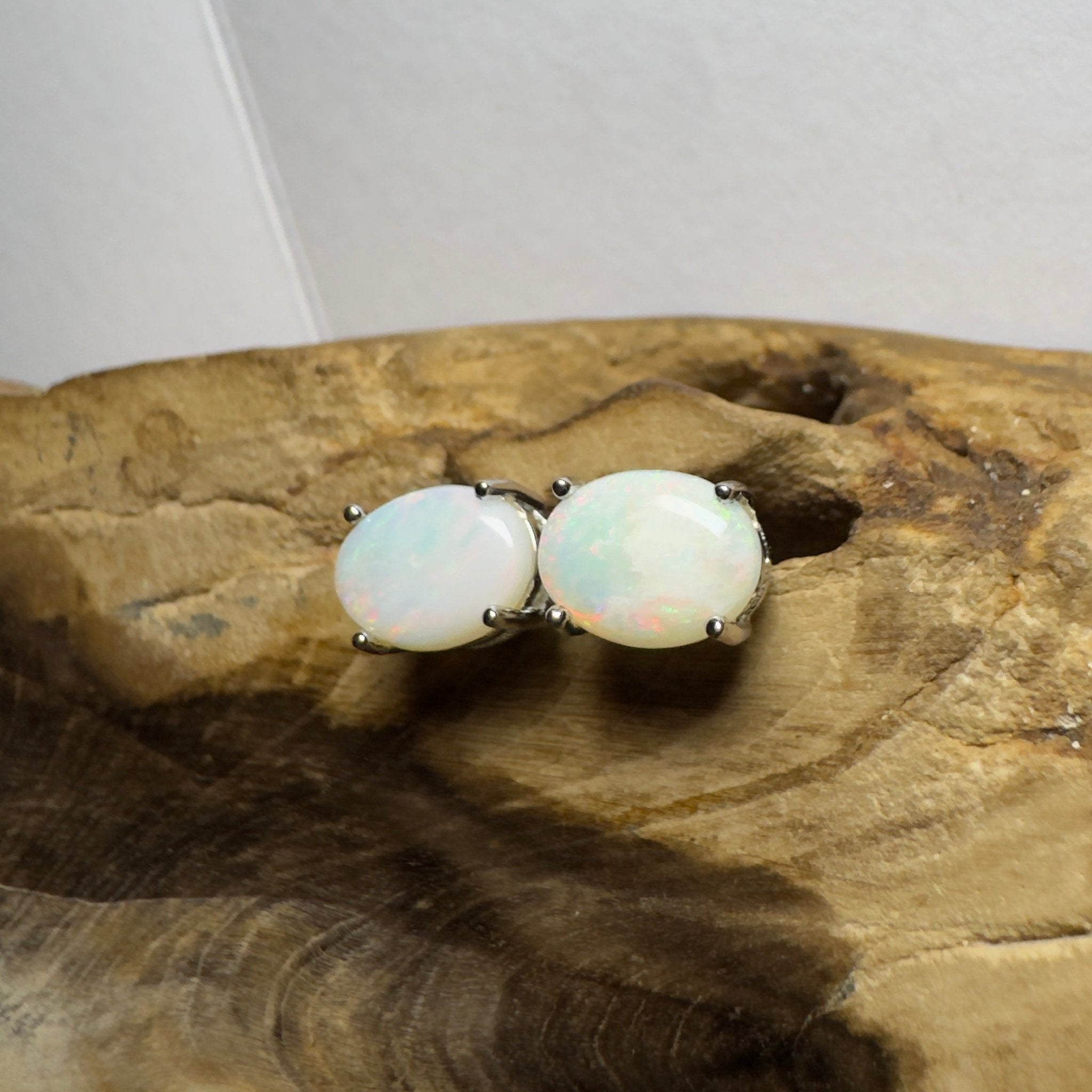 Pink Lake Shimmer ~ 1.6ct Coober Pedy Opal Sterling Silver Earrings