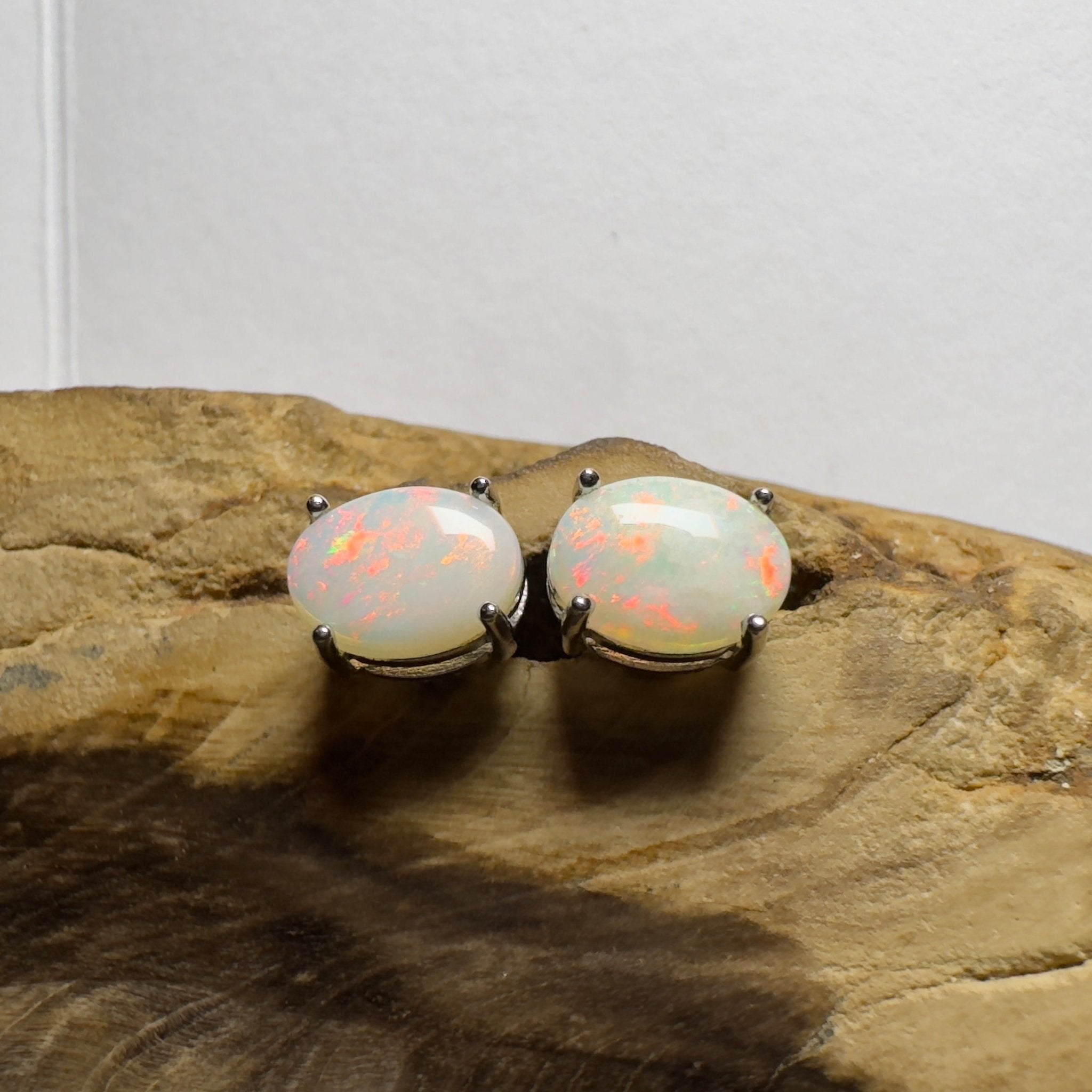 Pink Lake Shimmer ~ 1.6ct Coober Pedy Opal Sterling Silver Earrings
