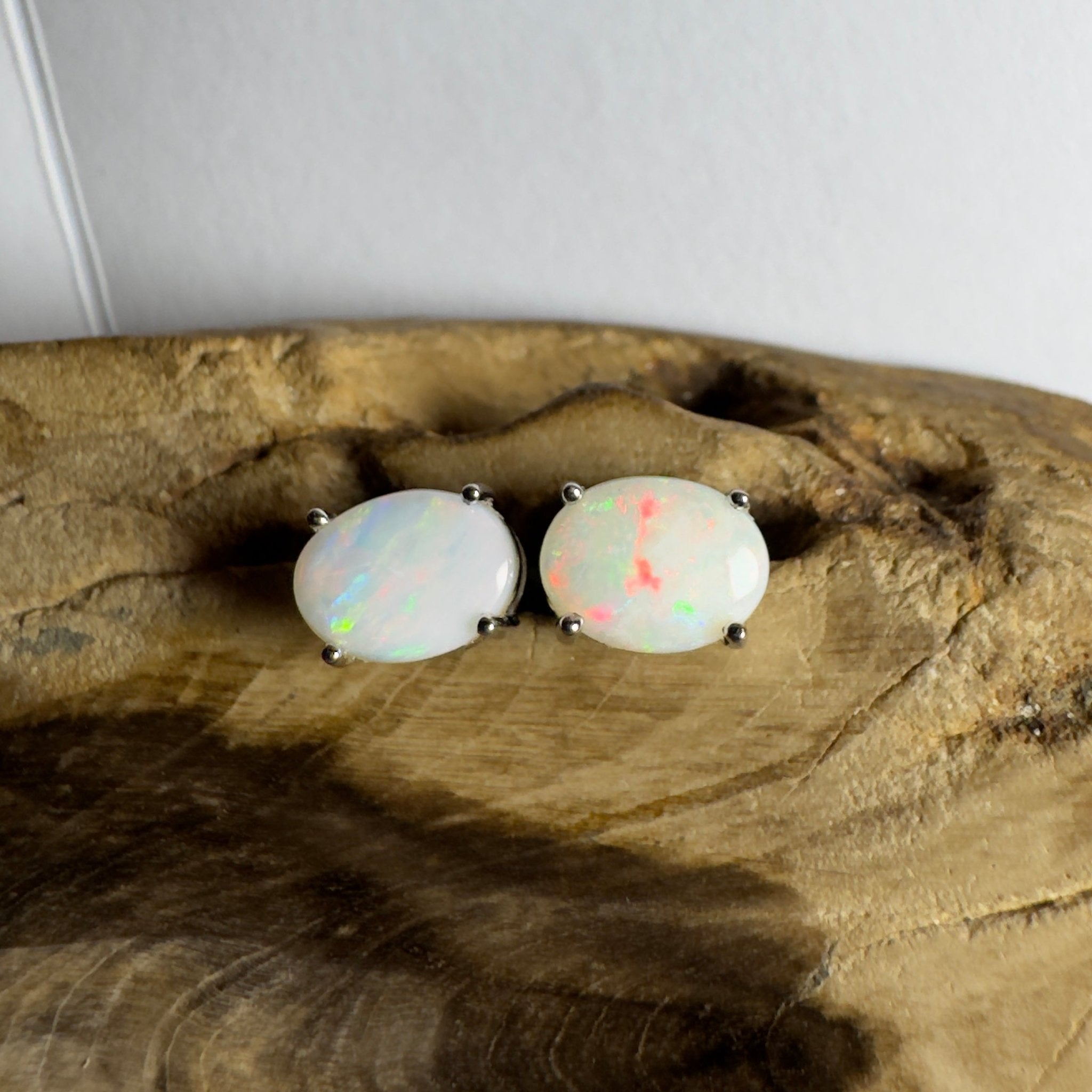 Pink Lake Shimmer ~ 1.6ct Coober Pedy Opal Sterling Silver Earrings