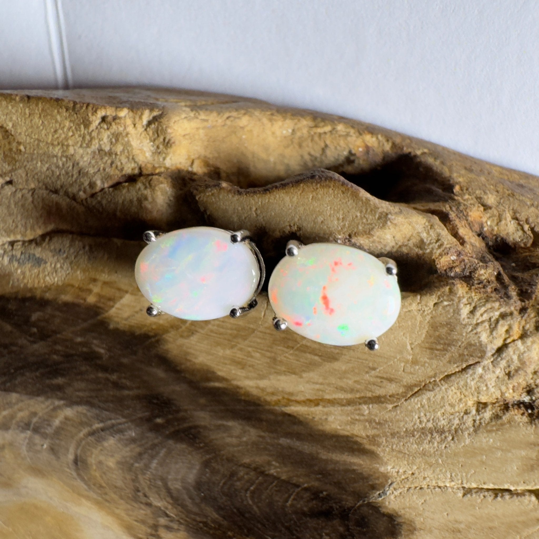 Pink Lake Shimmer ~ 1.6ct Coober Pedy Opal Sterling Silver Earrings