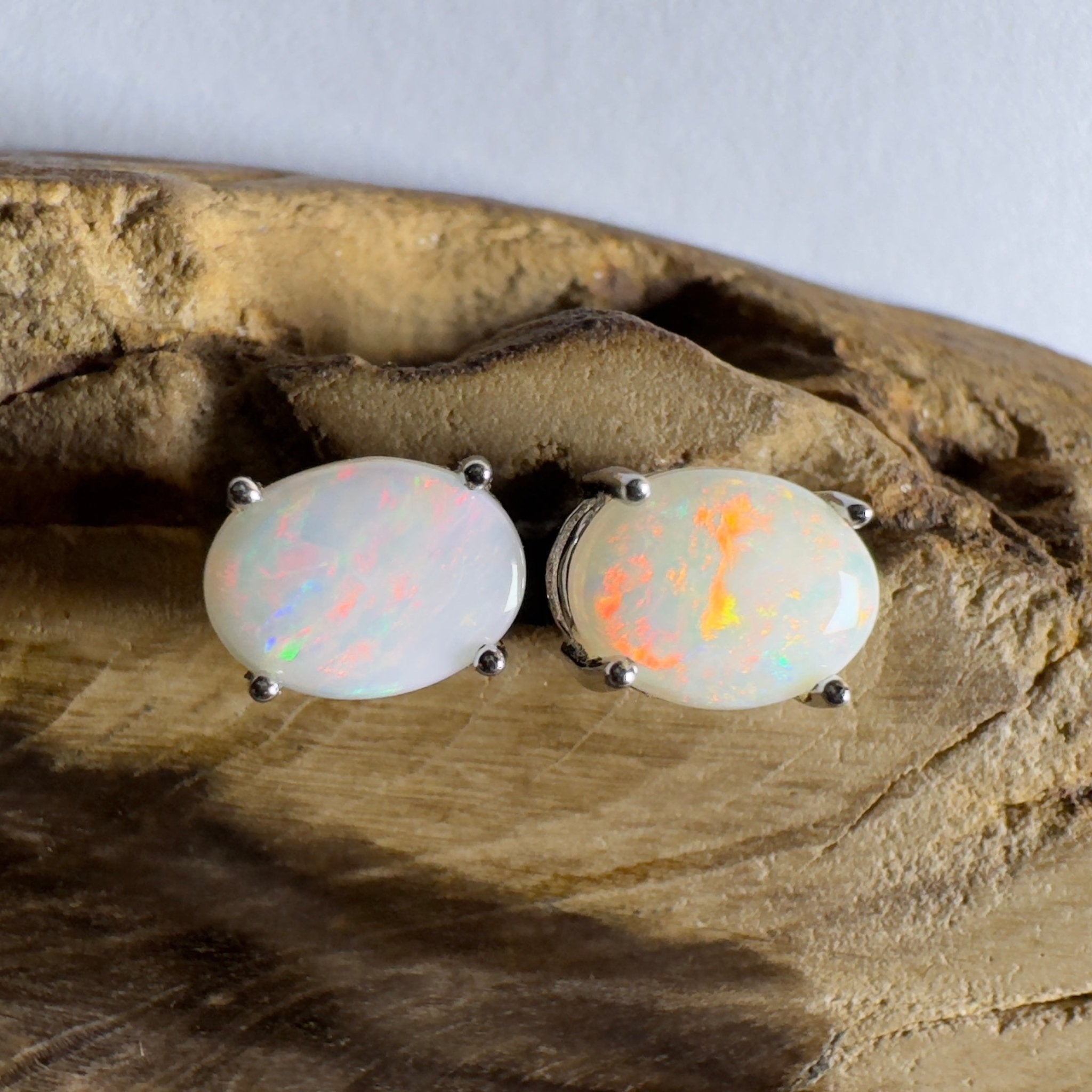 Pink Lake Shimmer ~ 1.6ct Coober Pedy Opal Sterling Silver Earrings