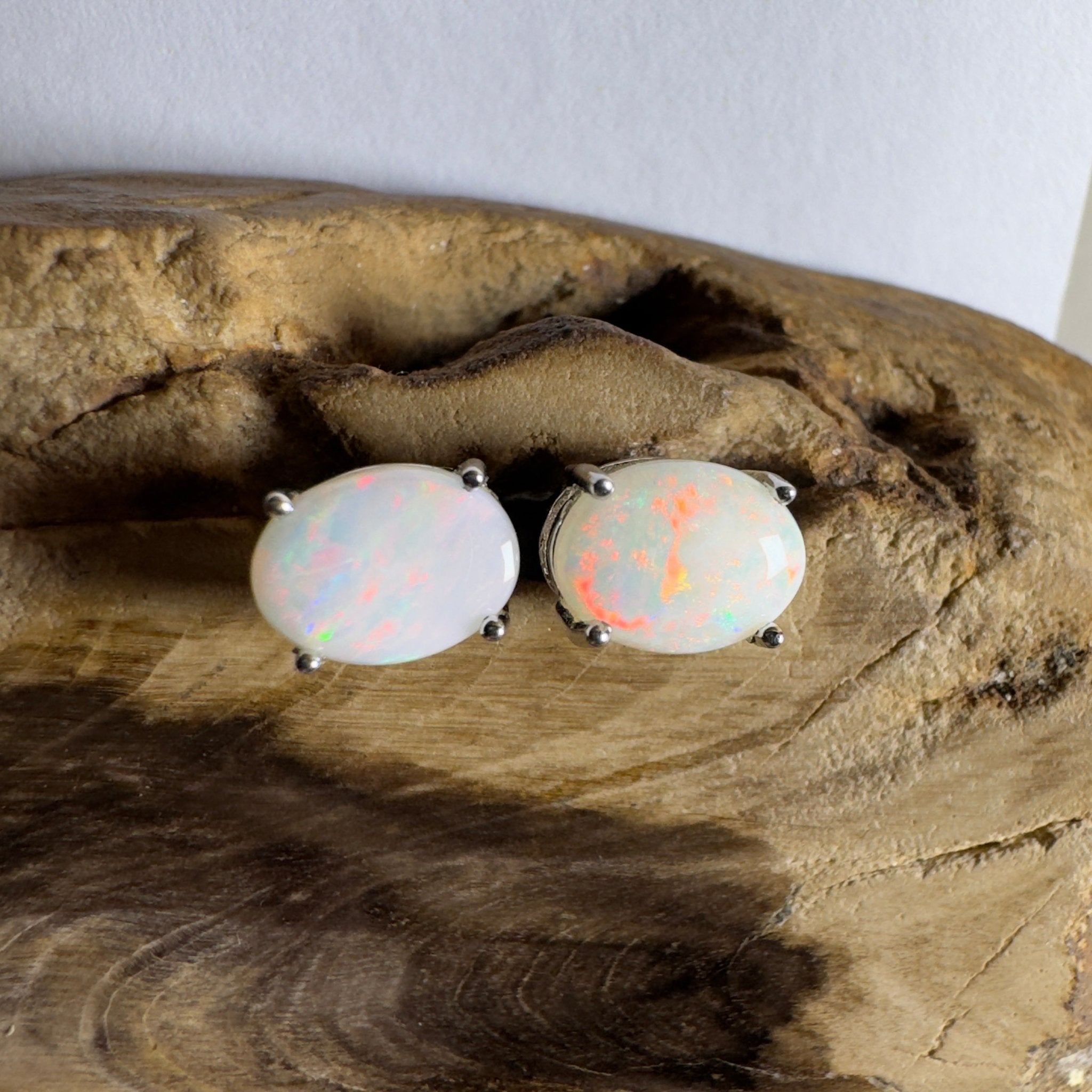 Pink Lake Shimmer ~ 1.6ct Coober Pedy Opal Sterling Silver Earrings