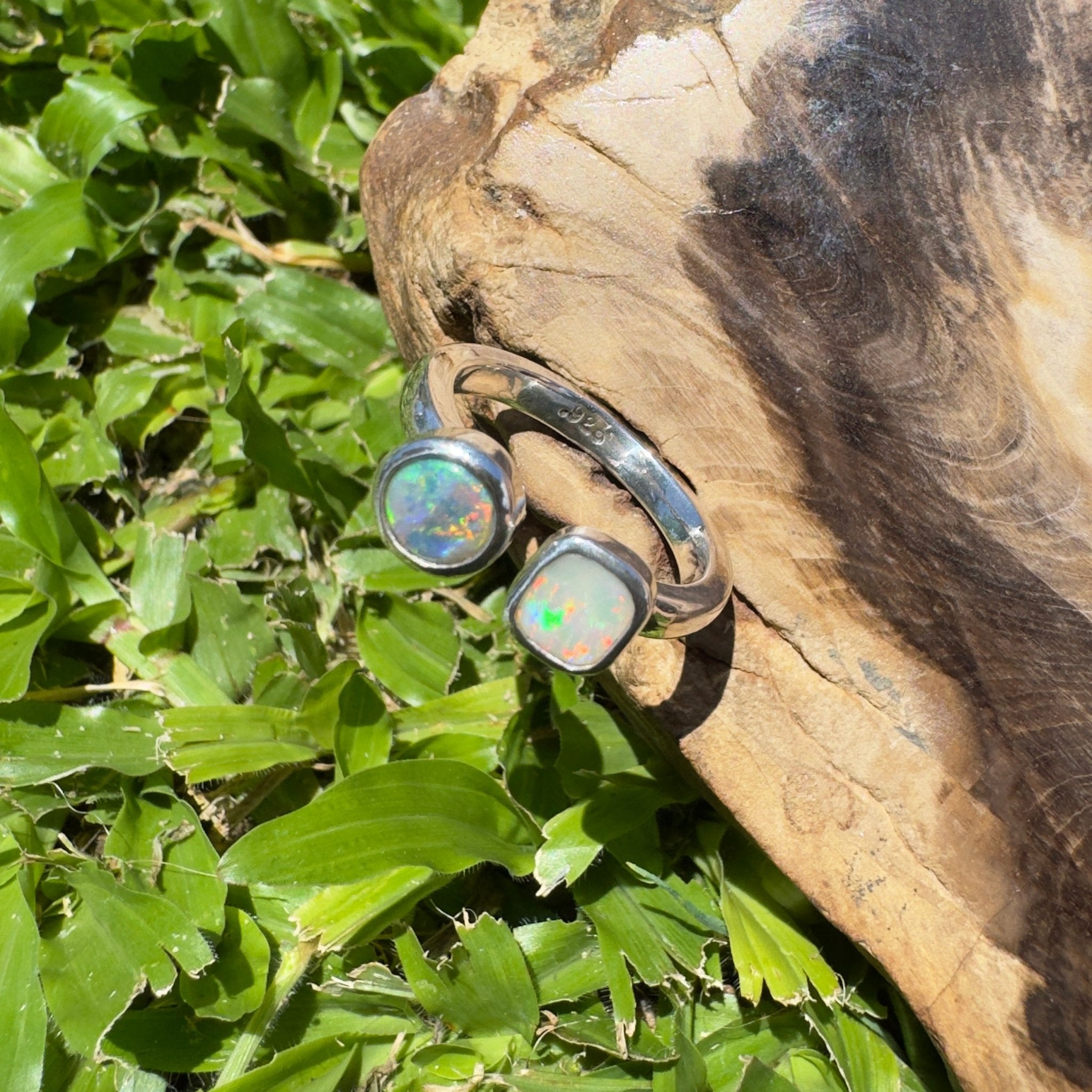 Port Douglas Duo – 1.2ct Solid Lightning Ridge Opal 925 Sterling Silver Ring