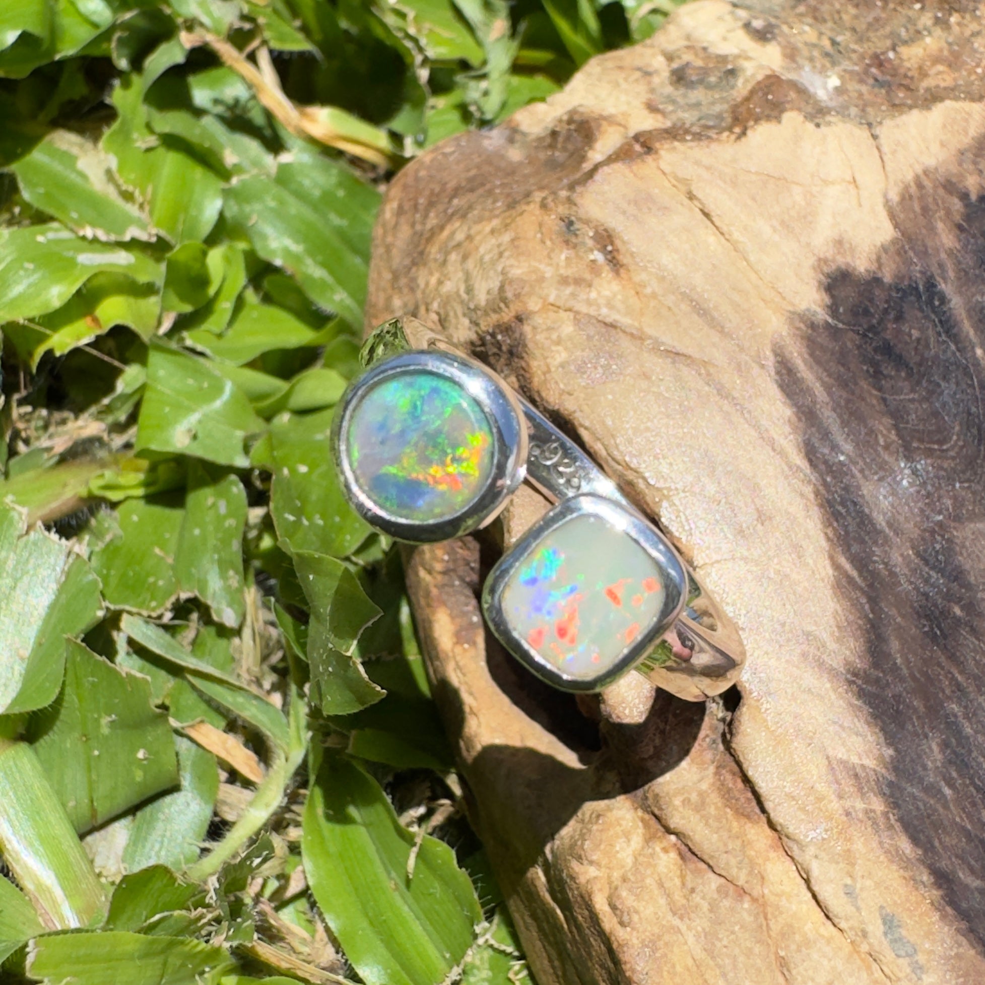 Port Douglas Duo – 1.2ct Solid Lightning Ridge Opal 925 Sterling Silver Ring
