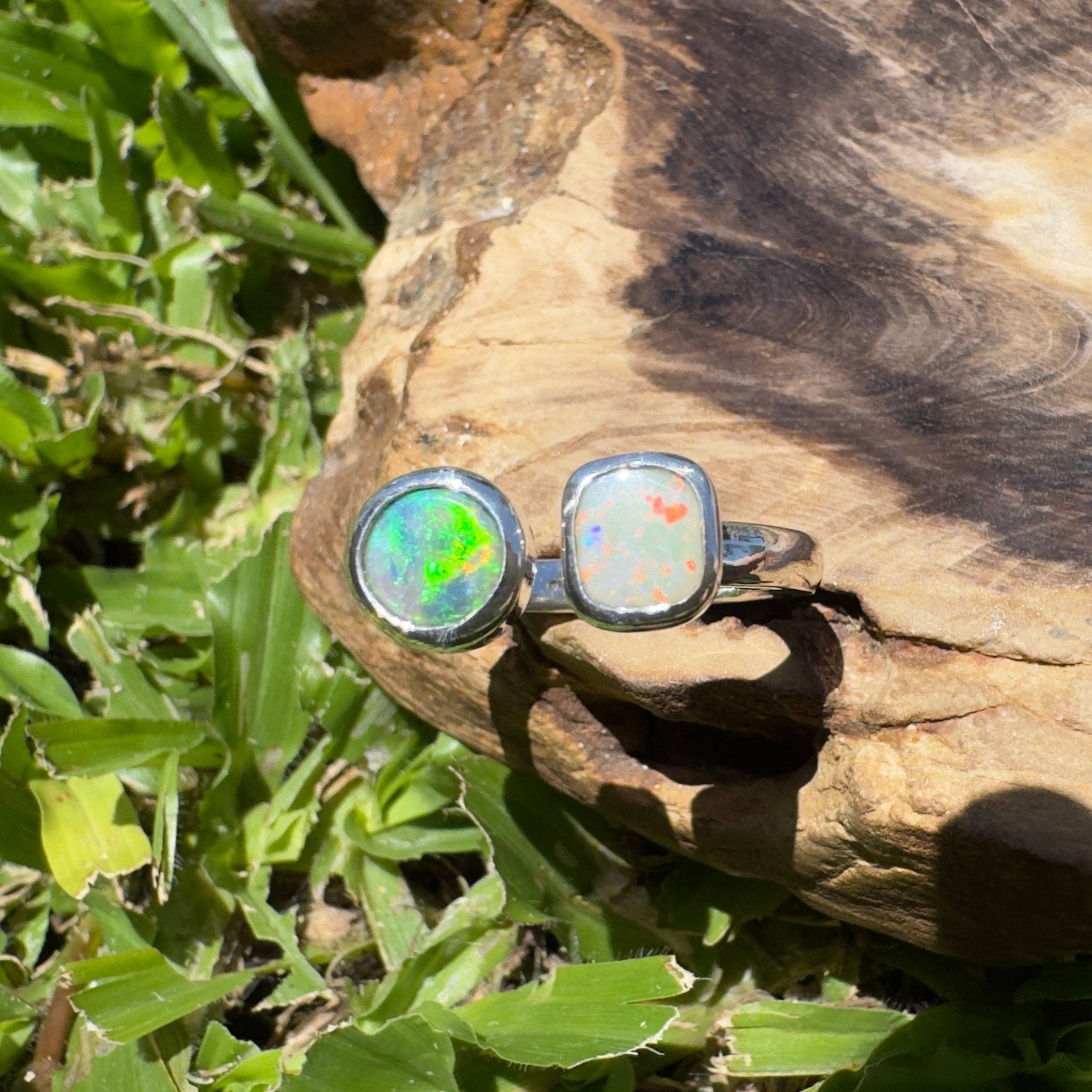 Port Douglas Duo – 1.2ct Solid Lightning Ridge Opal 925 Sterling Silver Ring