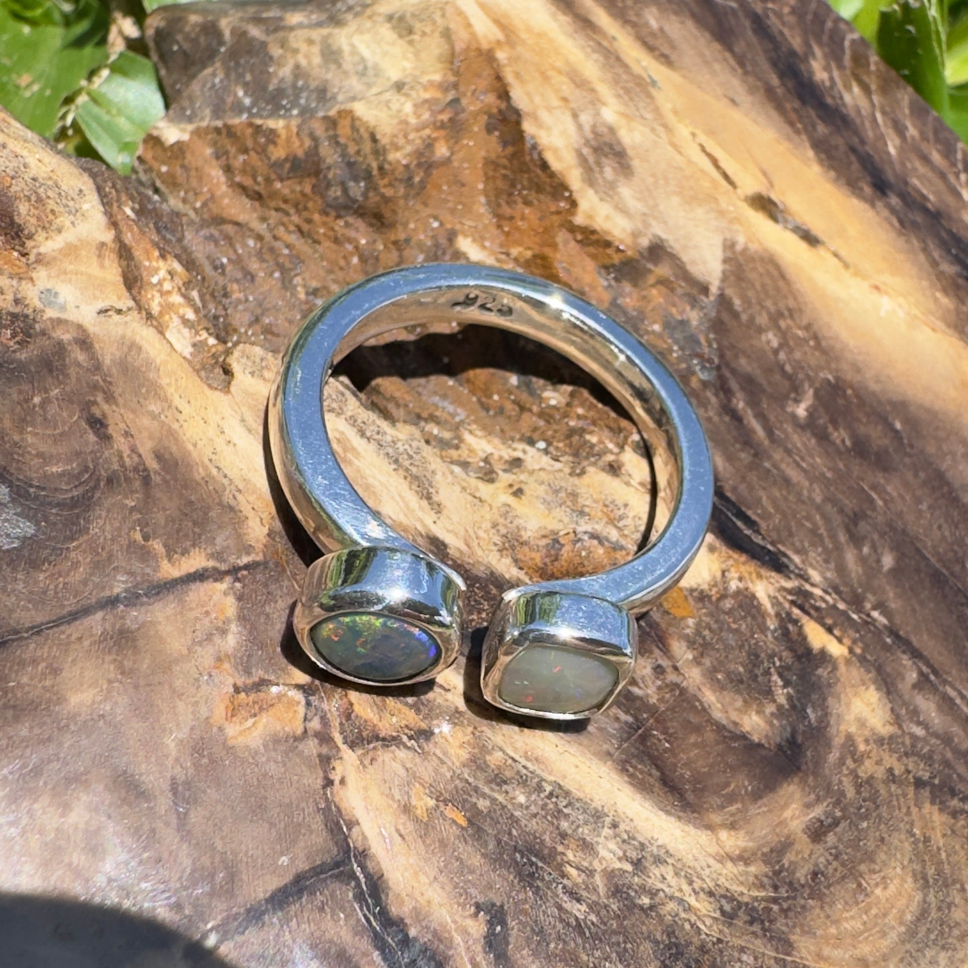 Port Douglas Duo – 1.2ct Solid Lightning Ridge Opal 925 Sterling Silver Ring