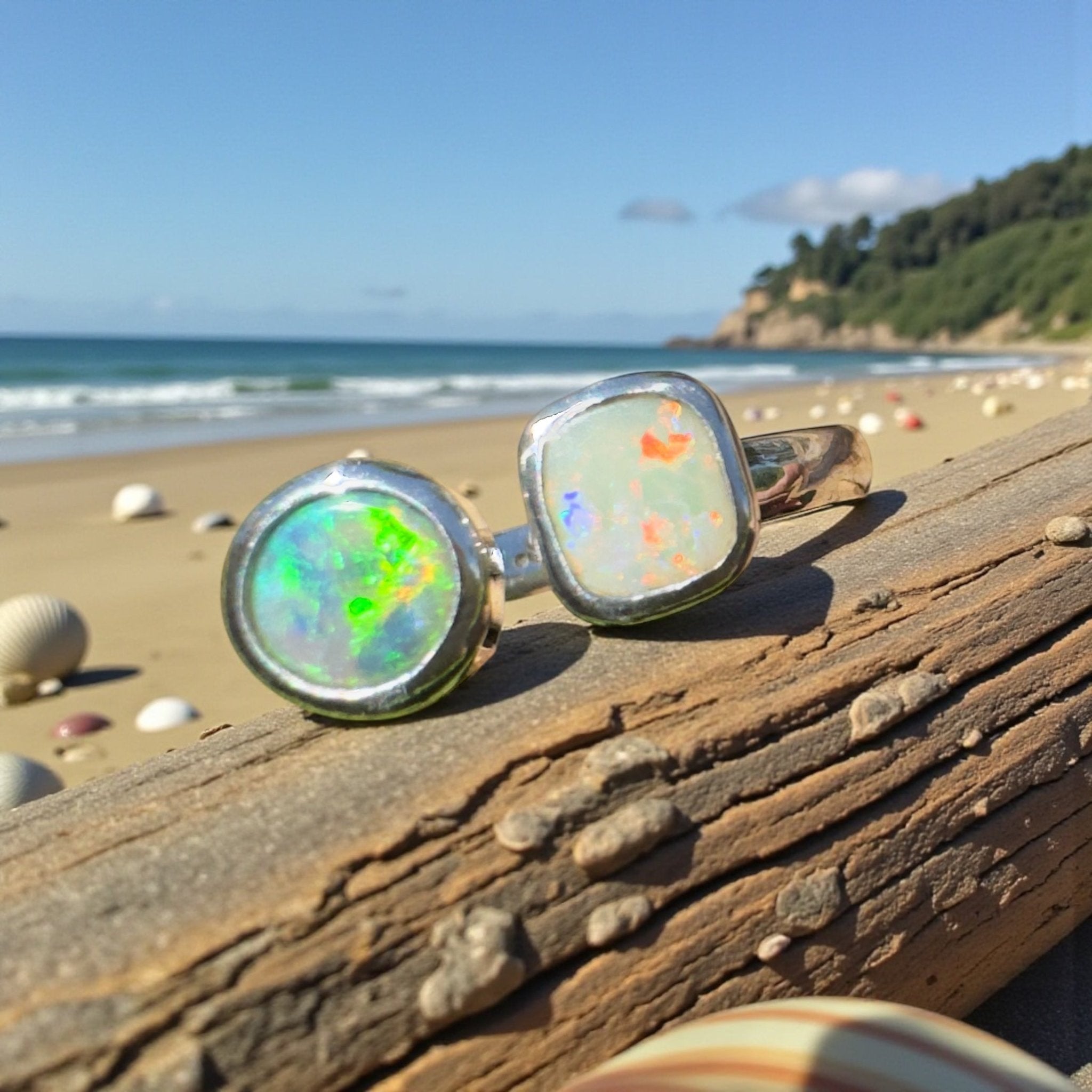 Port Douglas Duo – 1.2ct Solid Lightning Ridge Opal 925 Sterling Silver Ring