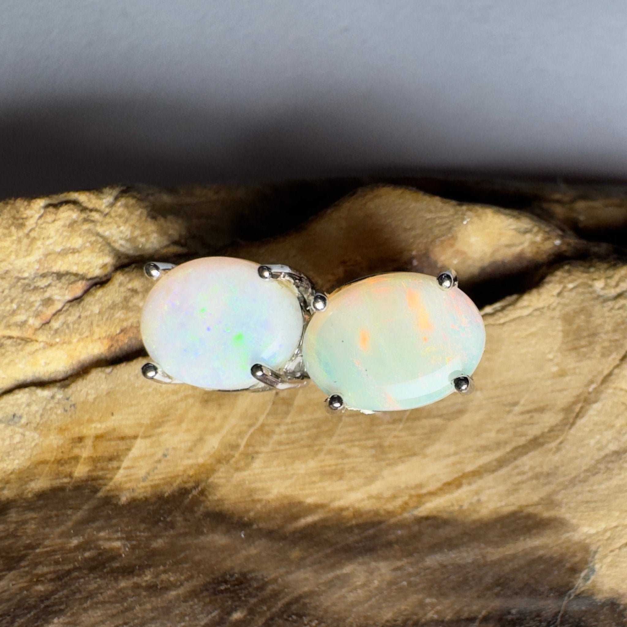 Port Phillip Pulse ~ 1.8ct Coober Pedy Opal Sterling Silver Earrings