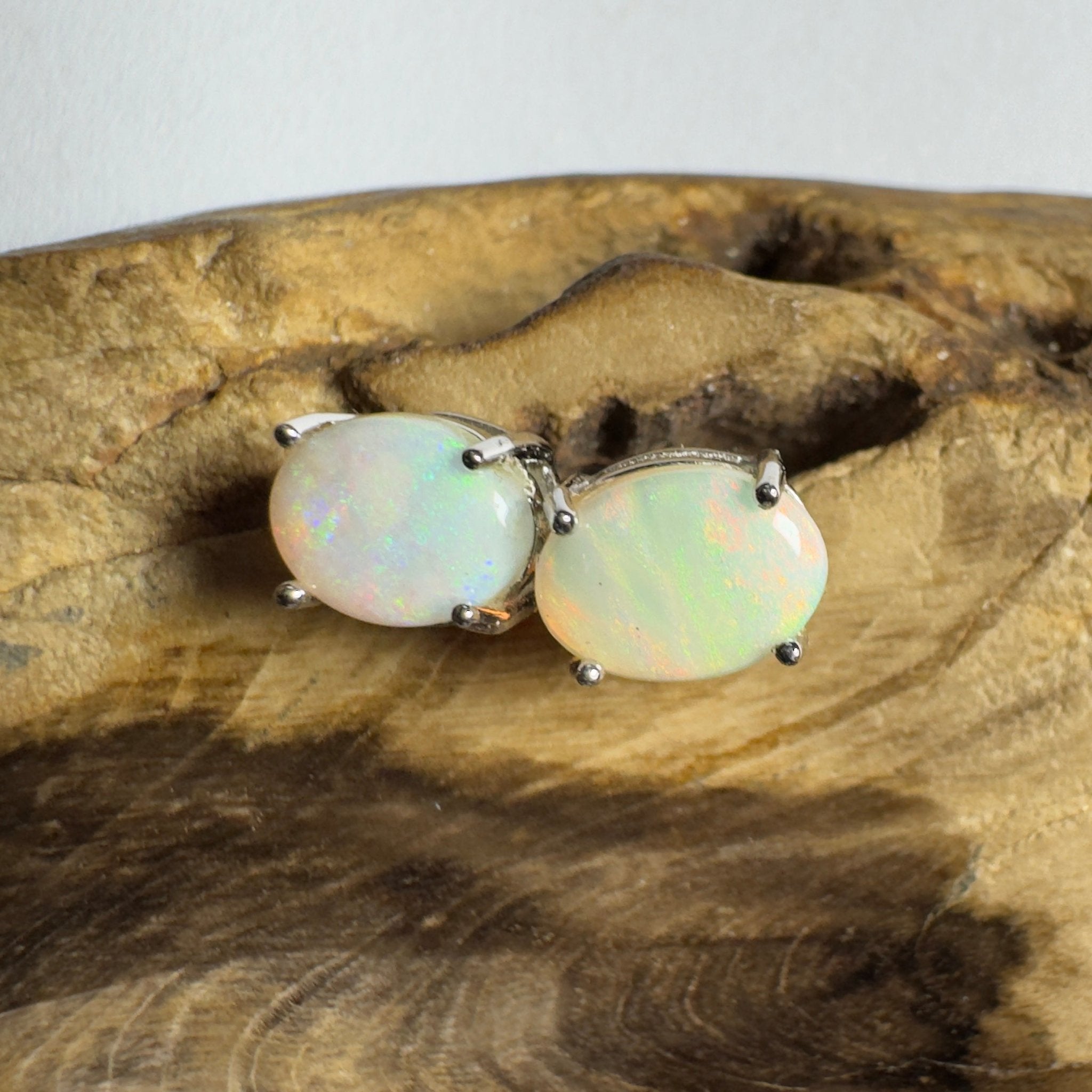 Port Phillip Pulse ~ 1.8ct Coober Pedy Opal Sterling Silver Earrings