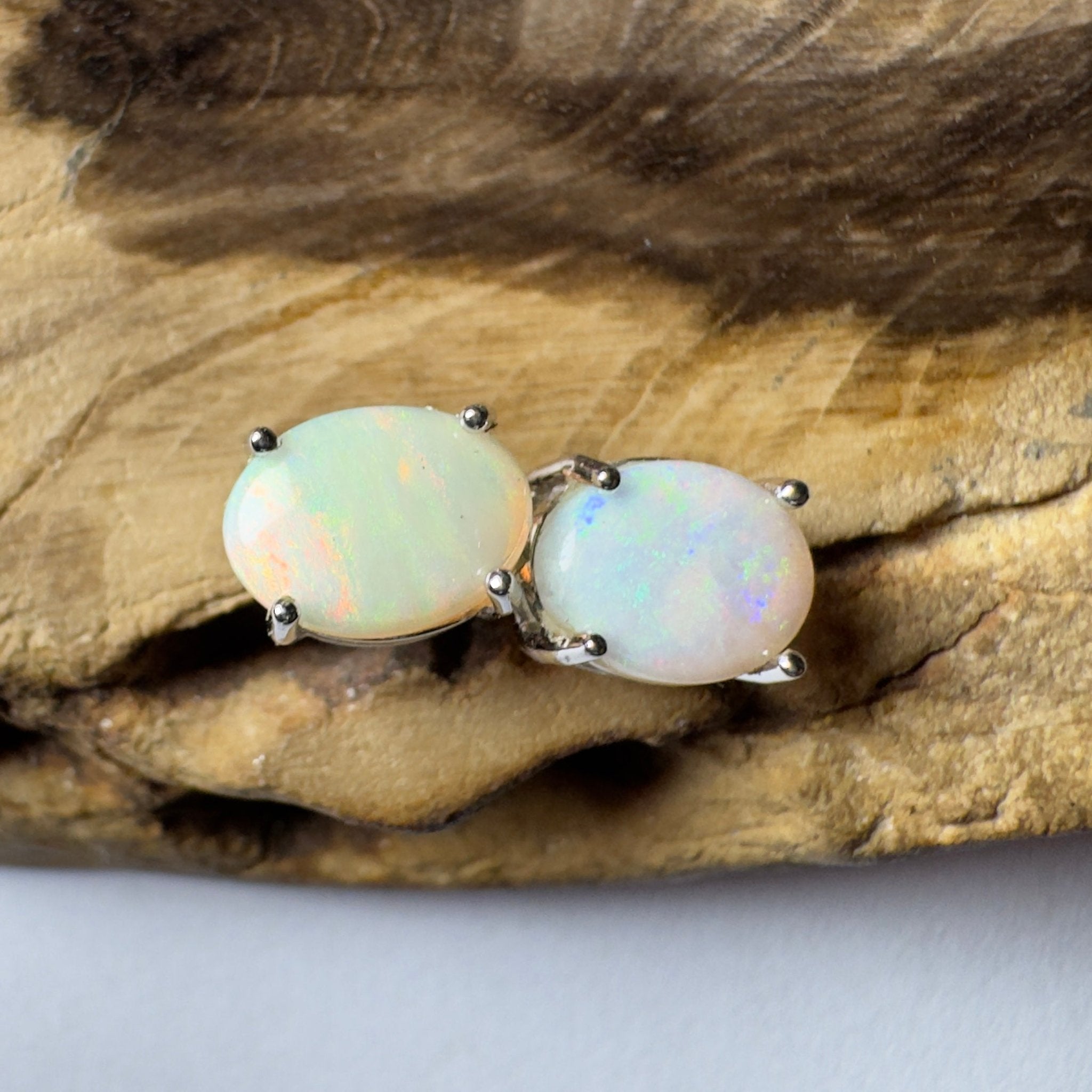 Port Phillip Pulse ~ 1.8ct Coober Pedy Opal Sterling Silver Earrings