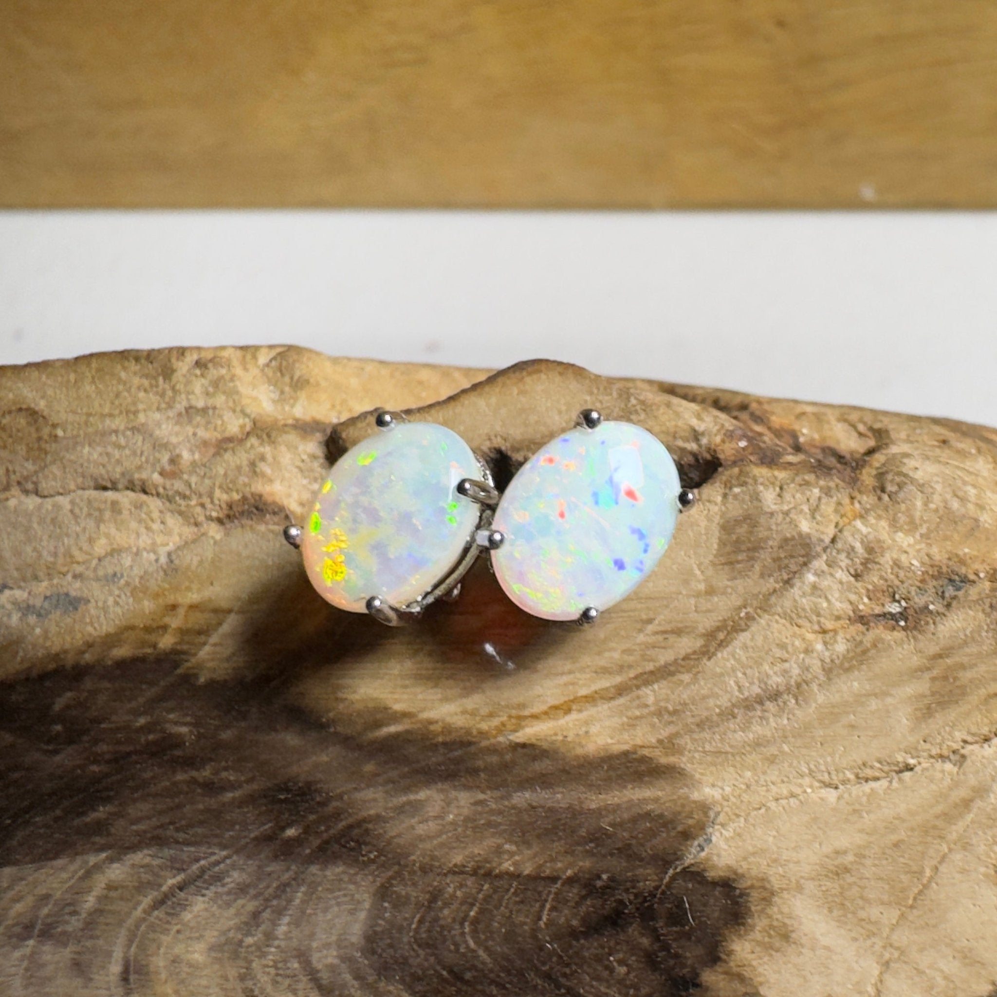 Prism Tide~ 1.7ct Coober Pedy Opal Sterling Silver Earrings