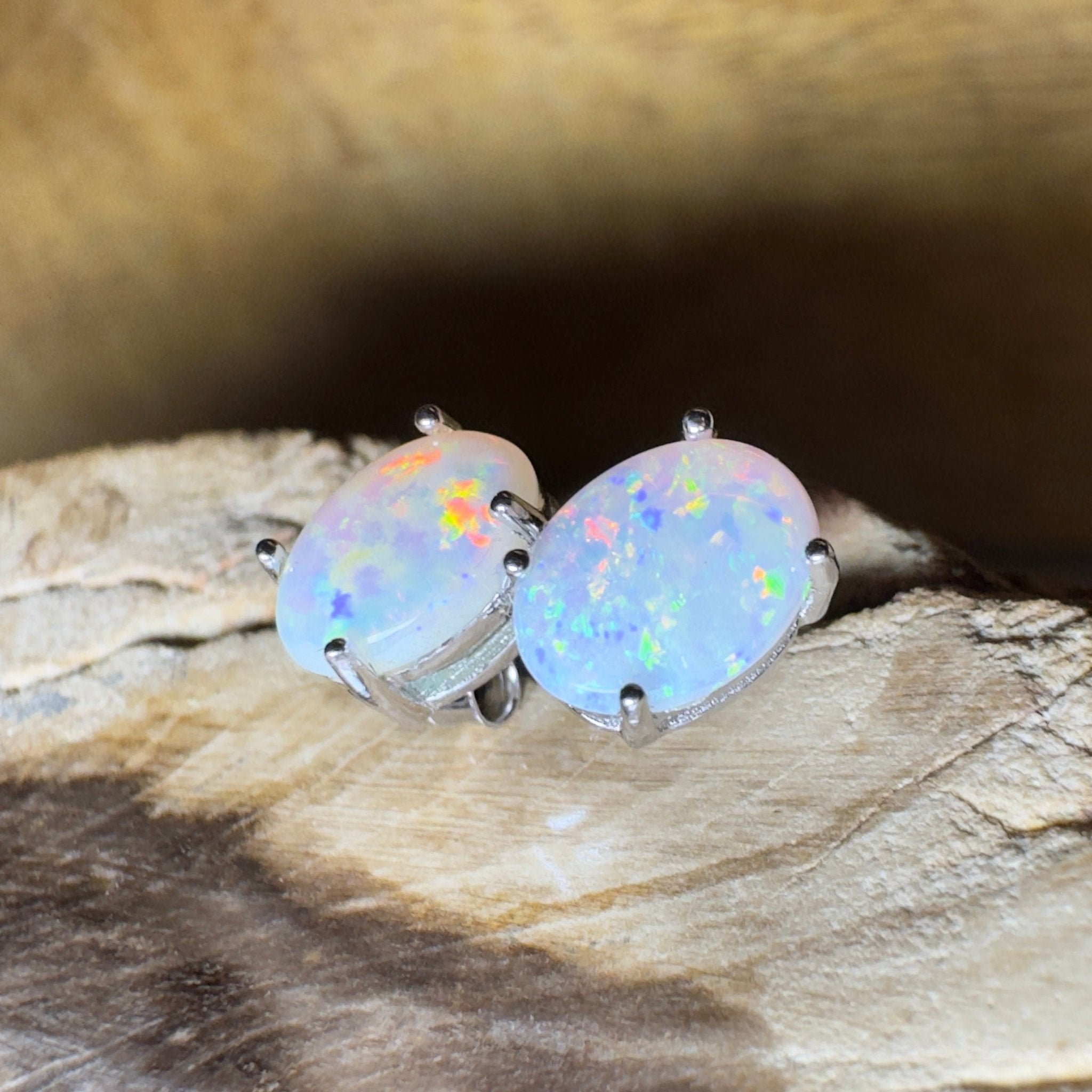 Prism Tide~ 1.7ct Coober Pedy Opal Sterling Silver Earrings