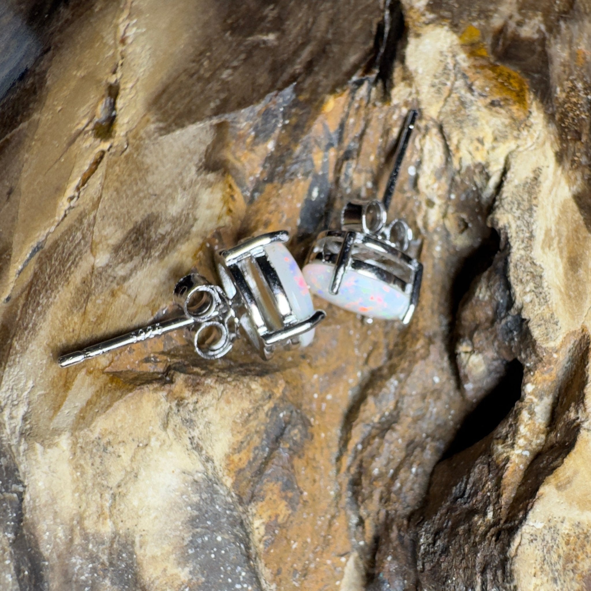 Prism Tide~ 1.7ct Coober Pedy Opal Sterling Silver Earrings