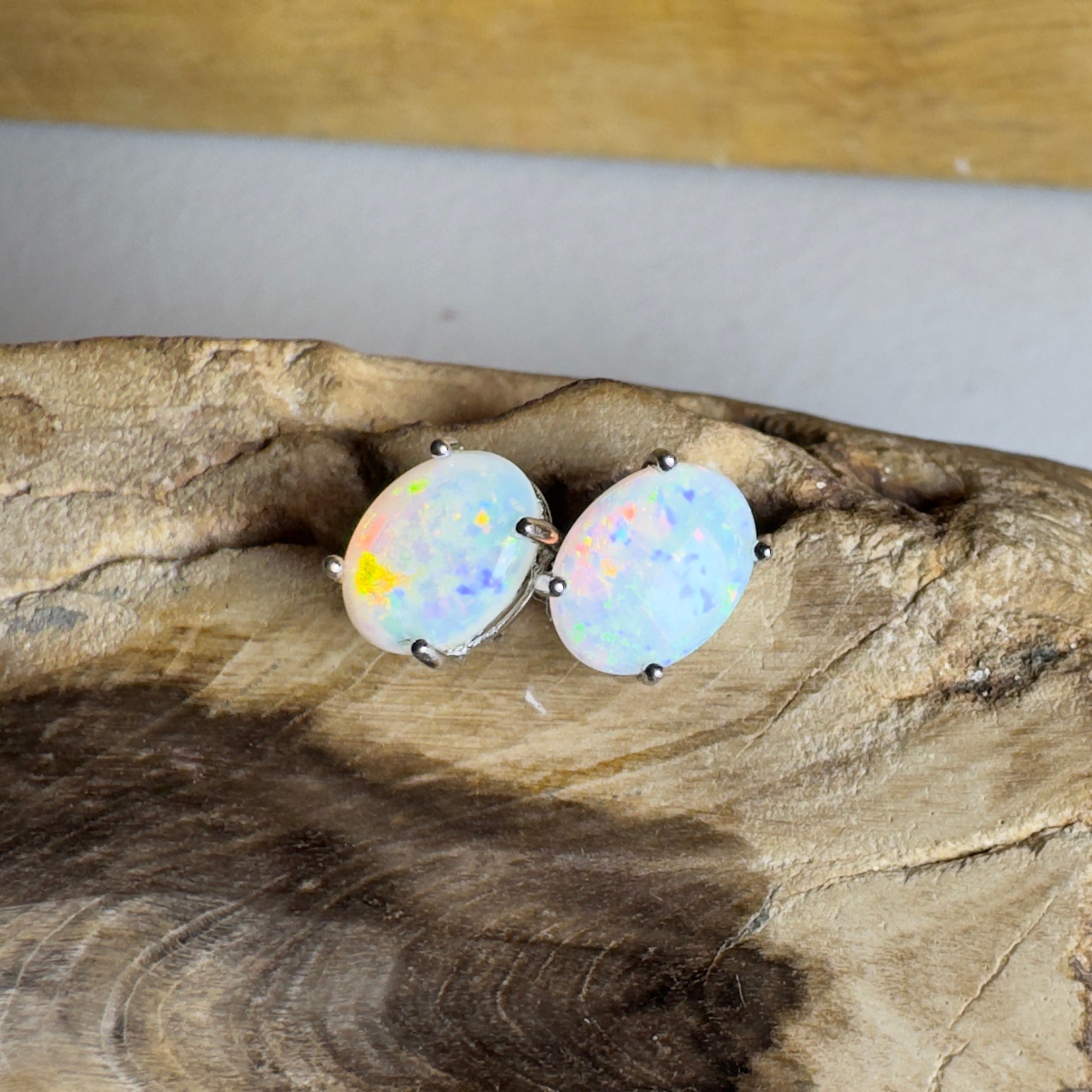 Prism Tide~ 1.7ct Coober Pedy Opal Sterling Silver Earrings