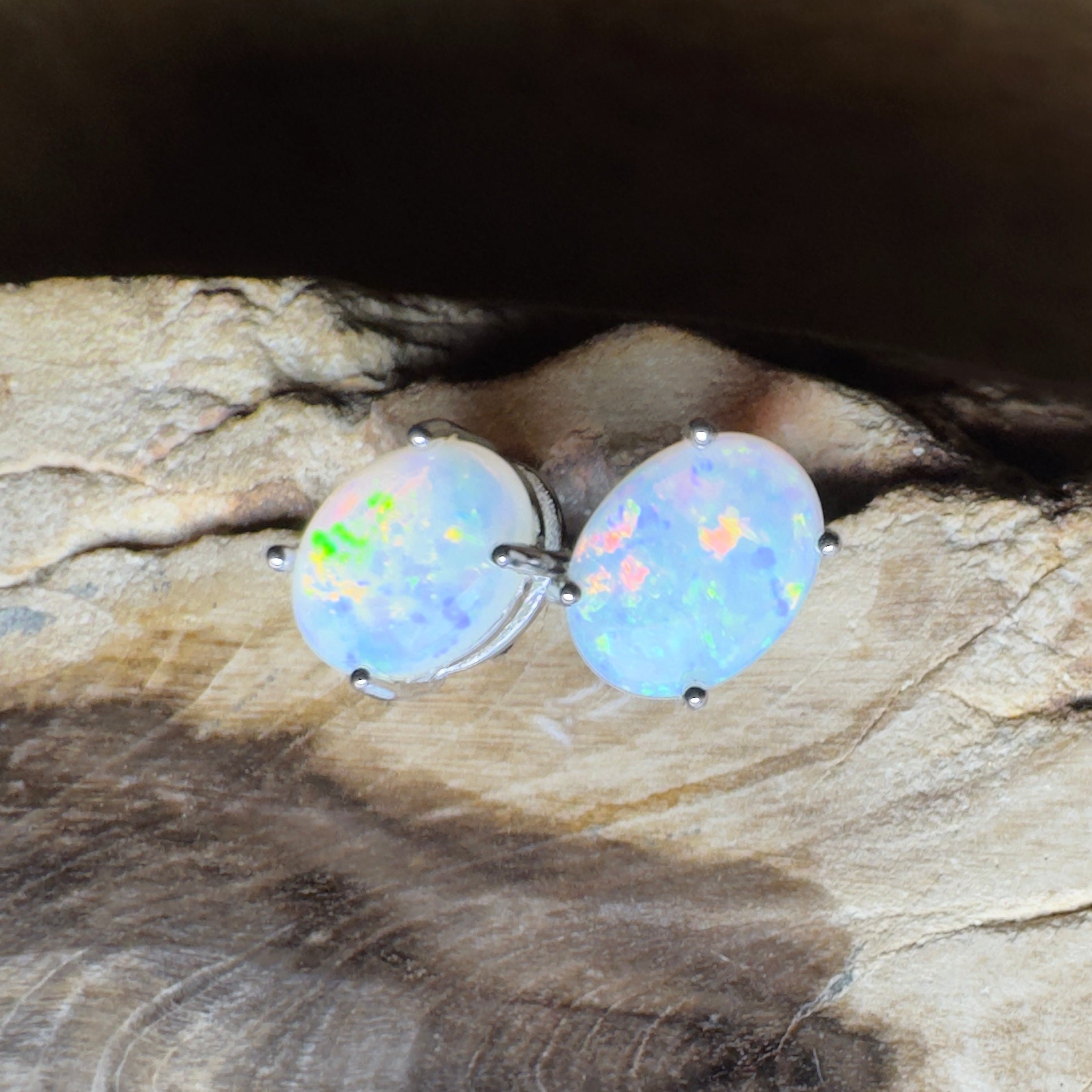 Prism Tide~ 1.7ct Coober Pedy Opal Sterling Silver Earrings
