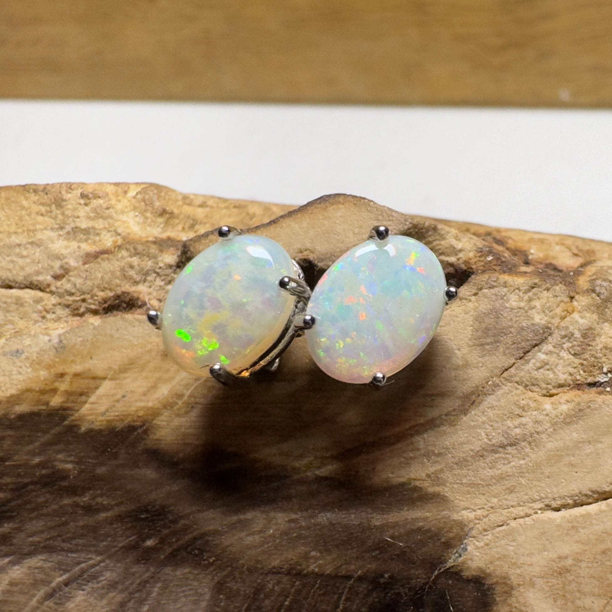 Prism Tide~ 1.7ct Coober Pedy Opal Sterling Silver Earrings