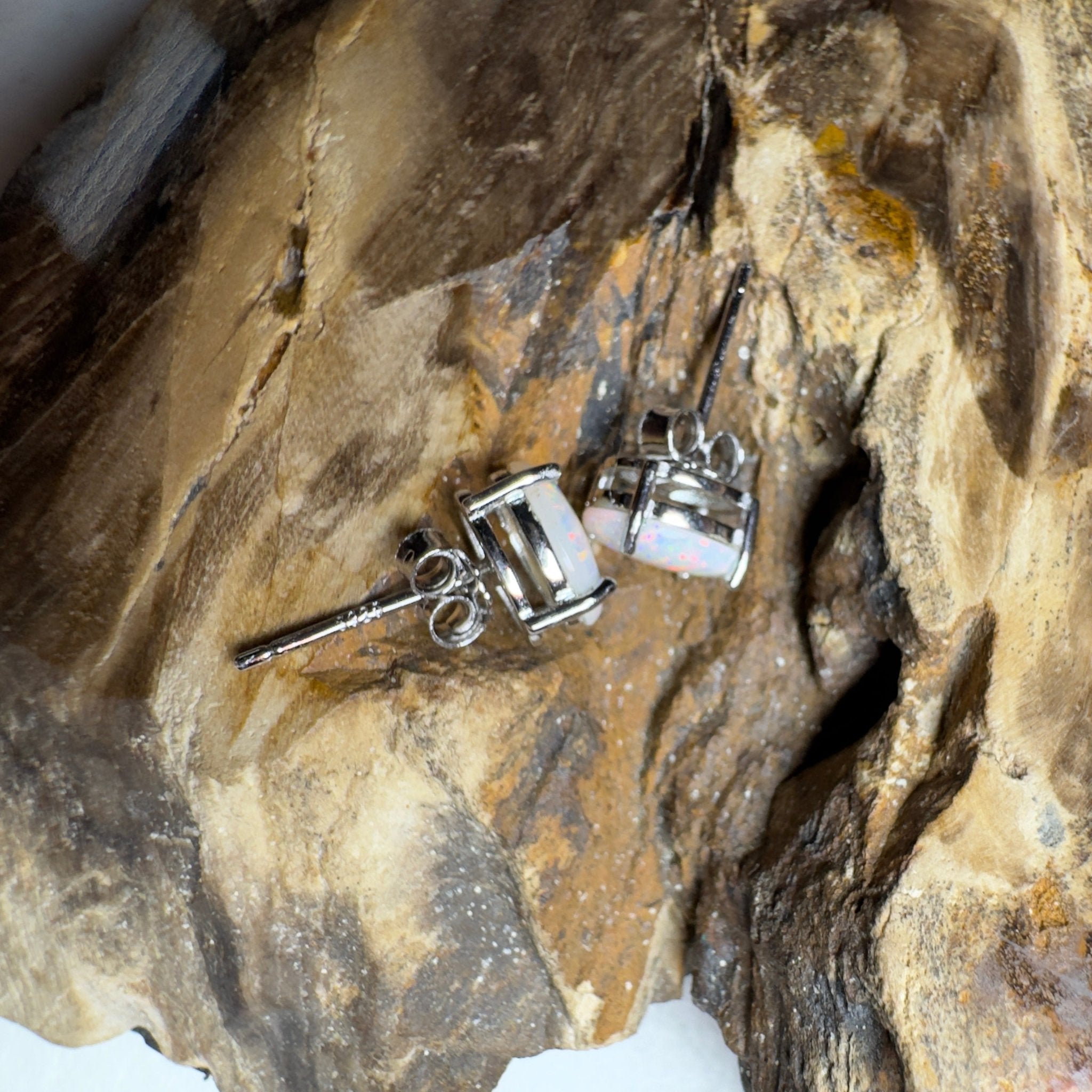 Prism Tide~ 1.7ct Coober Pedy Opal Sterling Silver Earrings