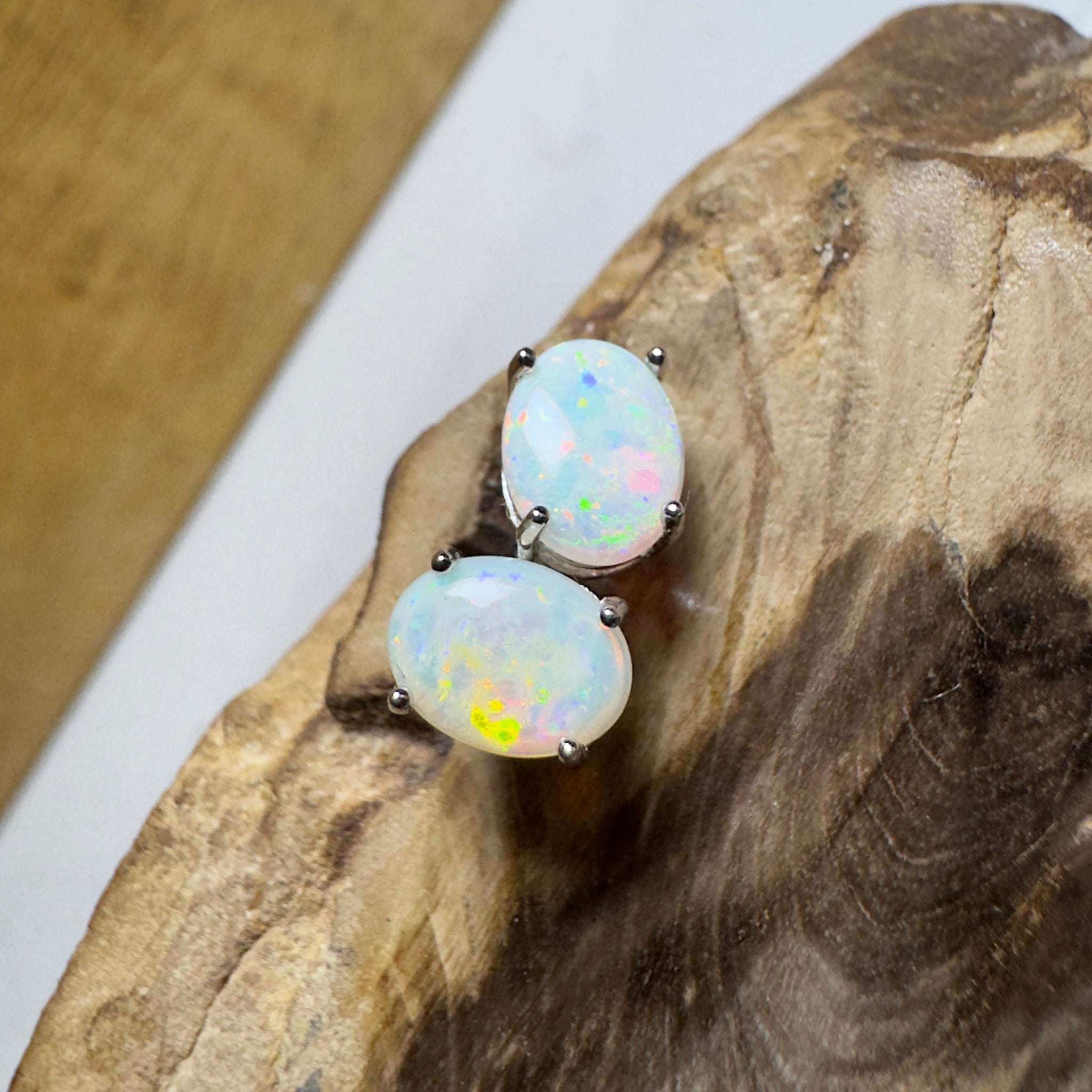 Prism Tide~ 1.7ct Coober Pedy Opal Sterling Silver Earrings