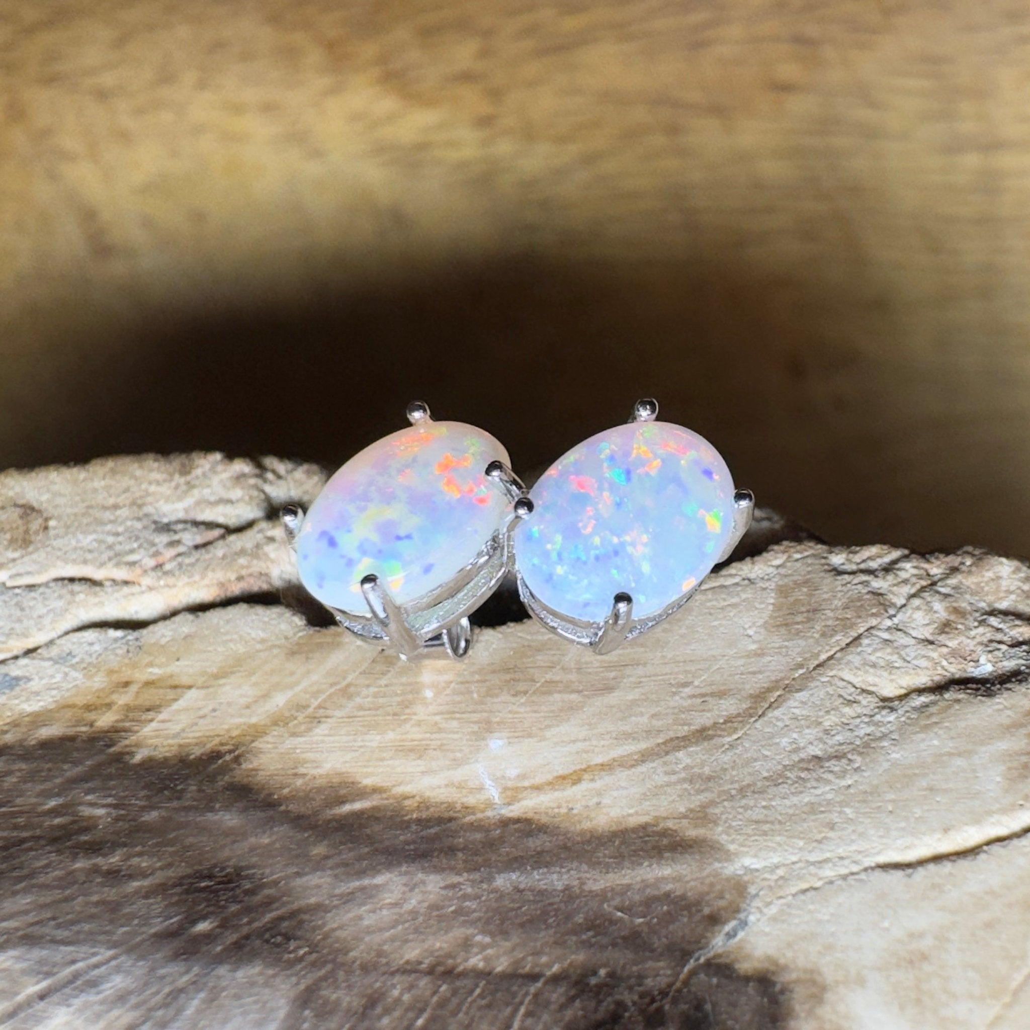 Prism Tide~ 1.7ct Coober Pedy Opal Sterling Silver Earrings