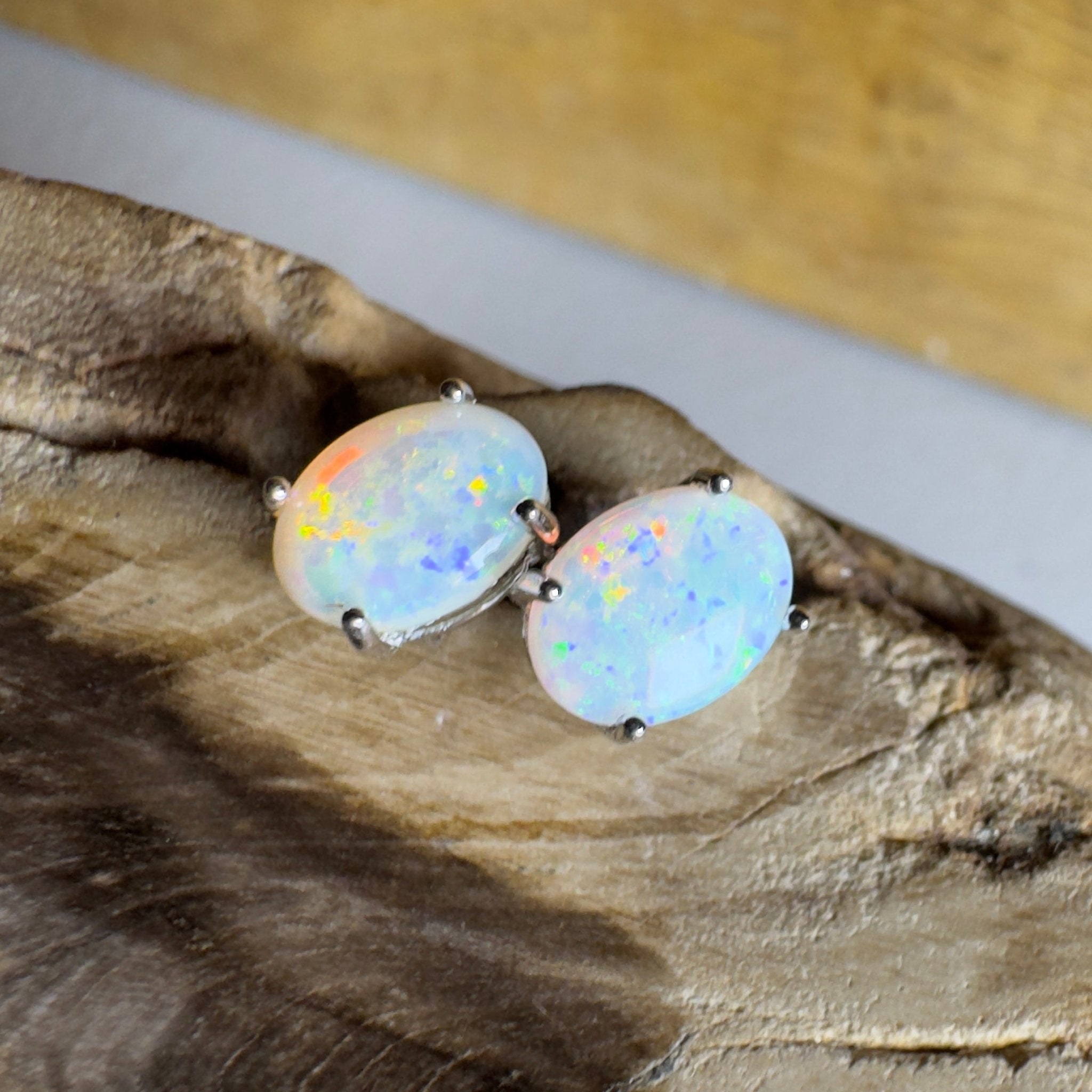 Prism Tide~ 1.7ct Coober Pedy Opal Sterling Silver Earrings