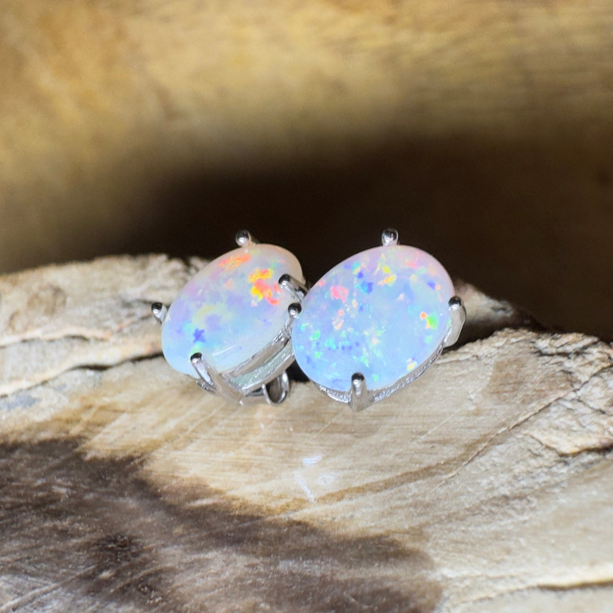 Prism Tide~ 1.7ct Coober Pedy Opal Sterling Silver Earrings