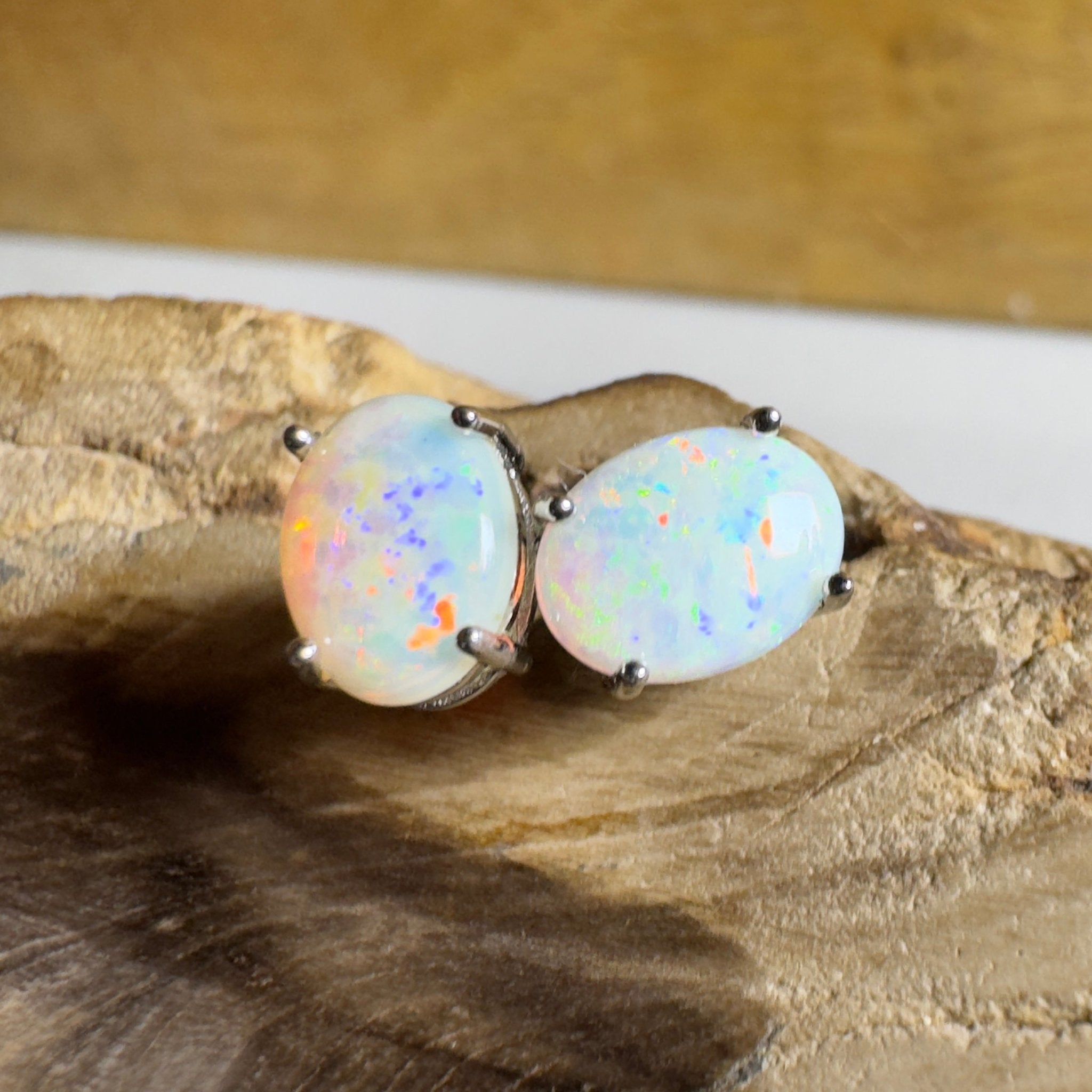 Prism Tide~ 1.7ct Coober Pedy Opal Sterling Silver Earrings