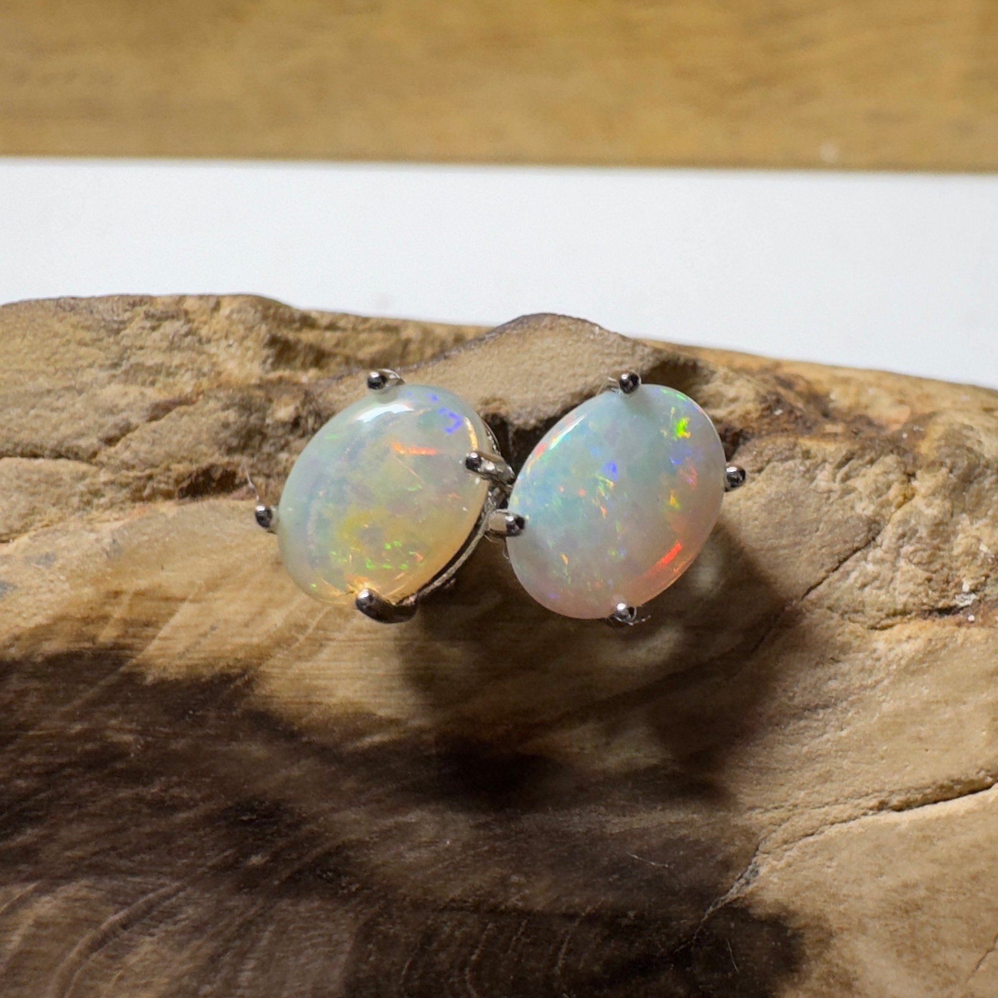 Prism Tide~ 1.7ct Coober Pedy Opal Sterling Silver Earrings