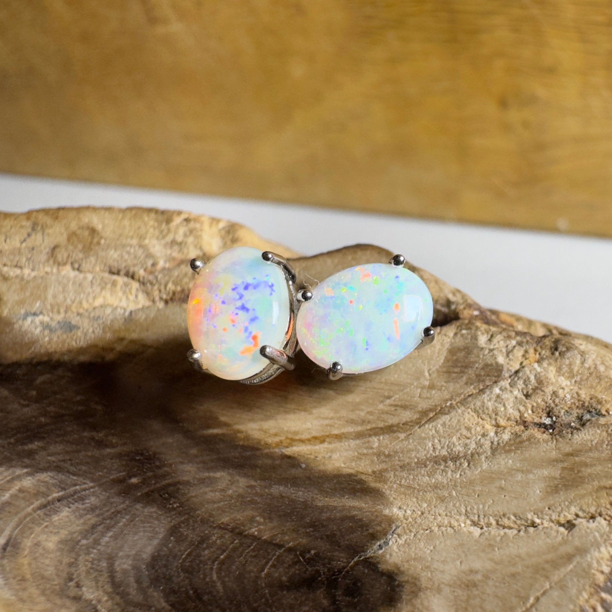 Prism Tide~ 1.7ct Coober Pedy Opal Sterling Silver Earrings