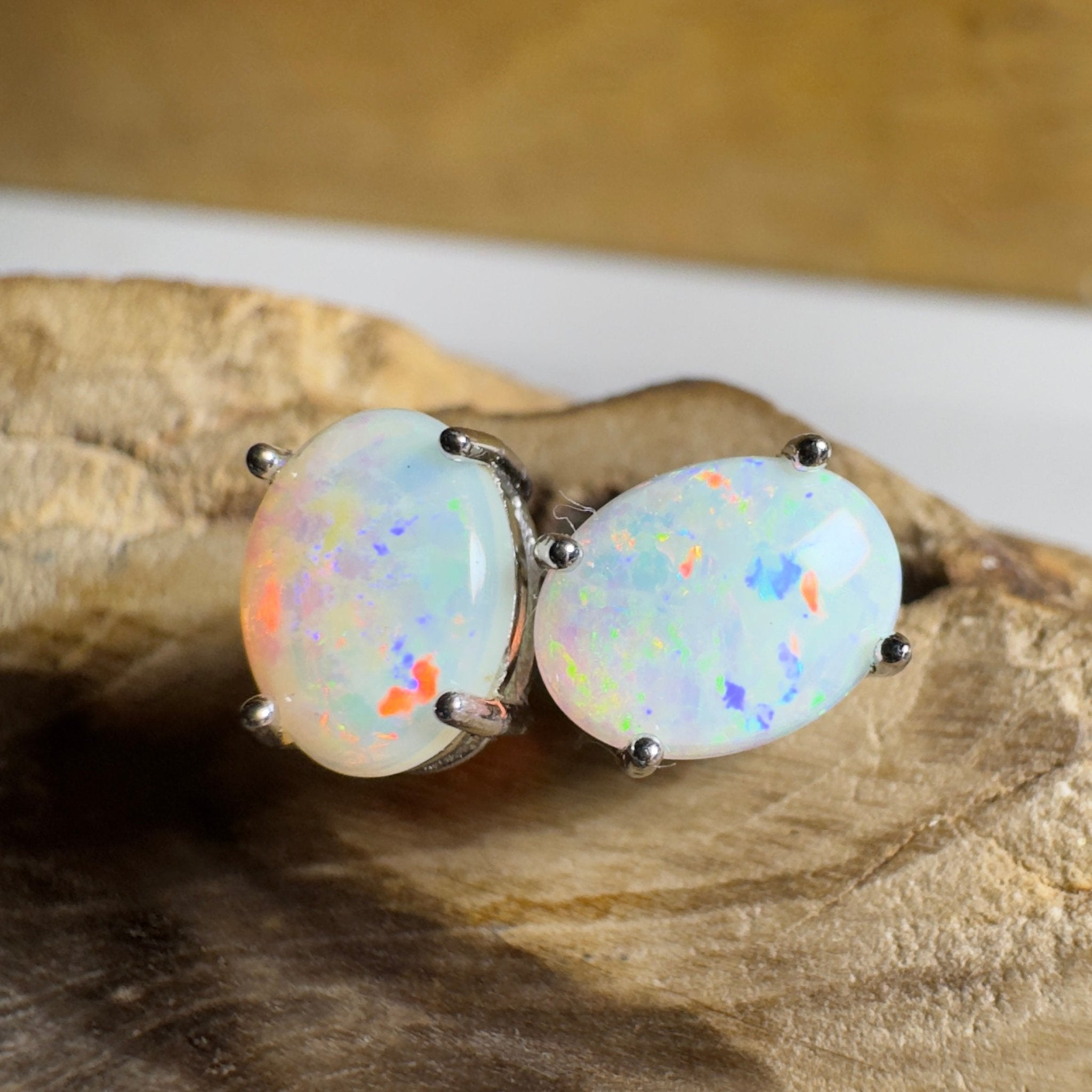 Prism Tide~ 1.7ct Coober Pedy Opal Sterling Silver Earrings