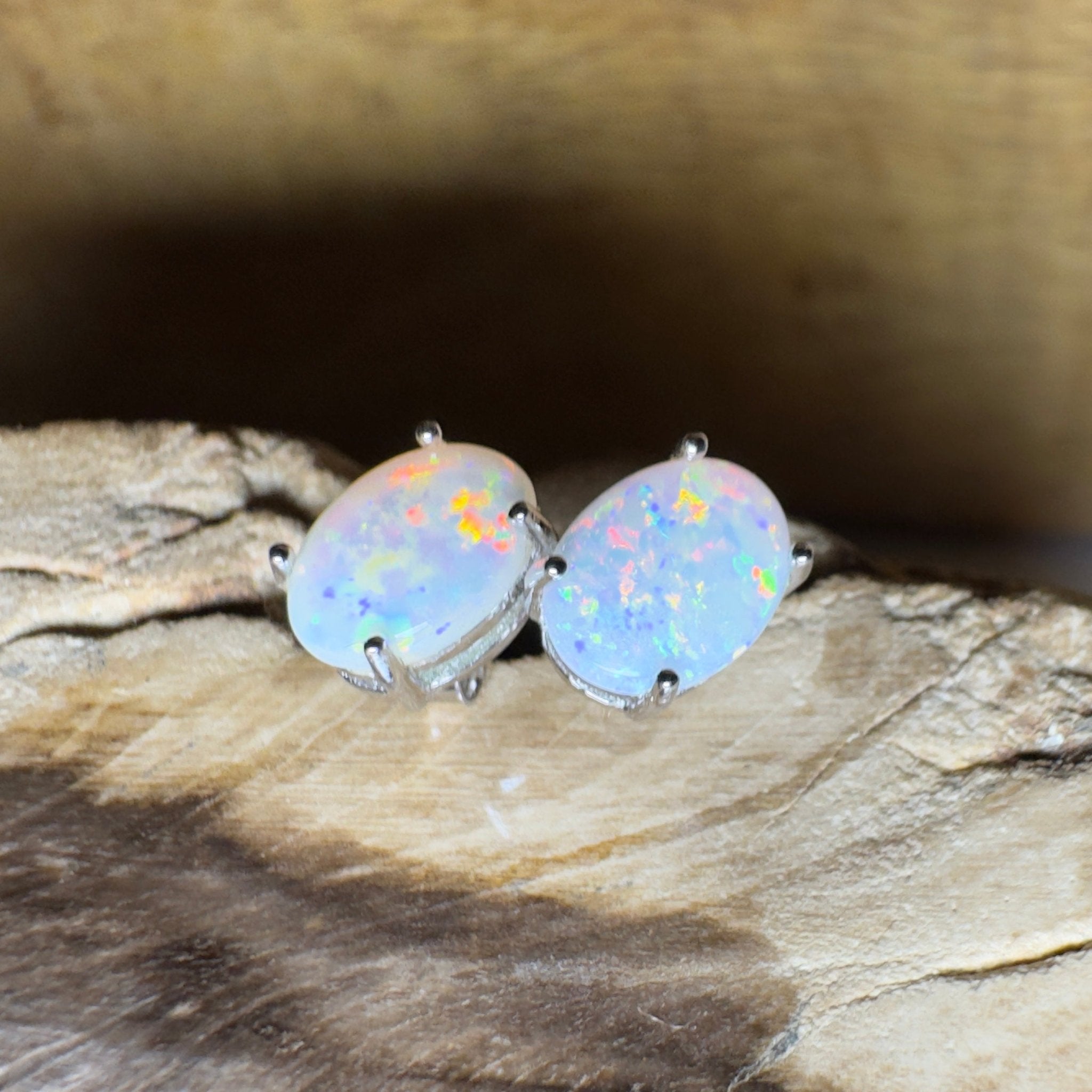 Prism Tide~ 1.7ct Coober Pedy Opal Sterling Silver Earrings